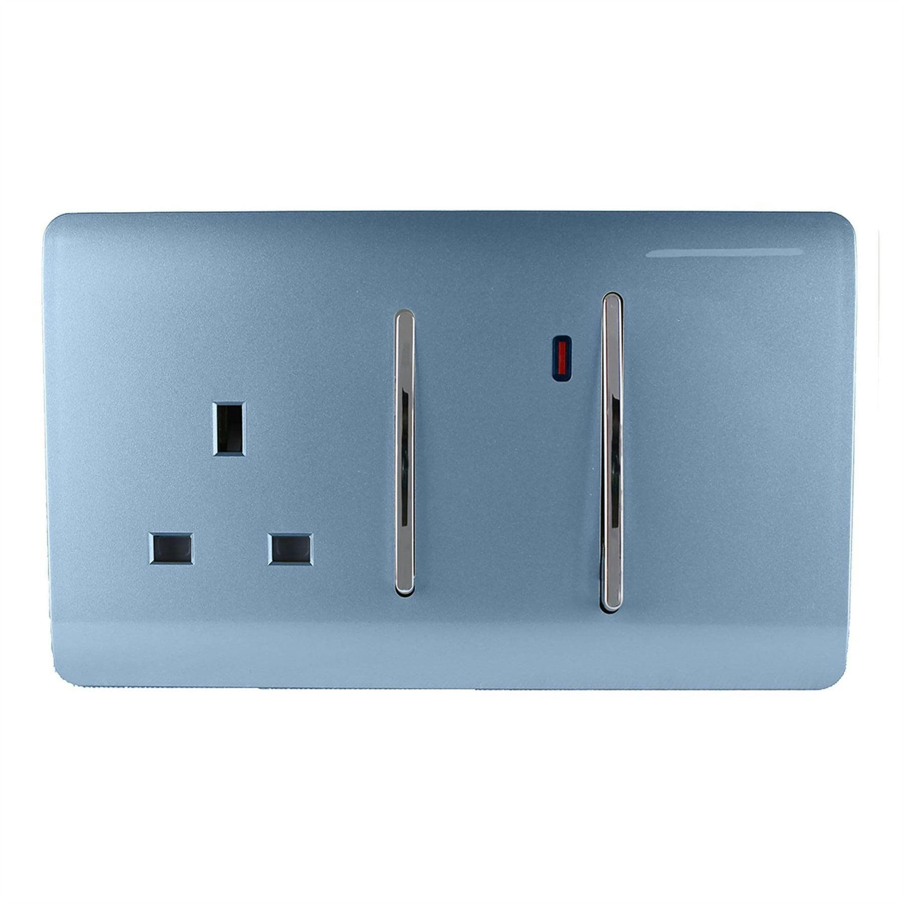 Trendi Switch Sky Blue 45 Amp Cooker Switch & 13 Amp Plug Socket With Neon In