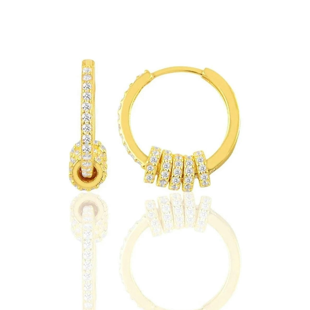 Spero London Silver/Gold Sterling Cz Jewelled Hoops
