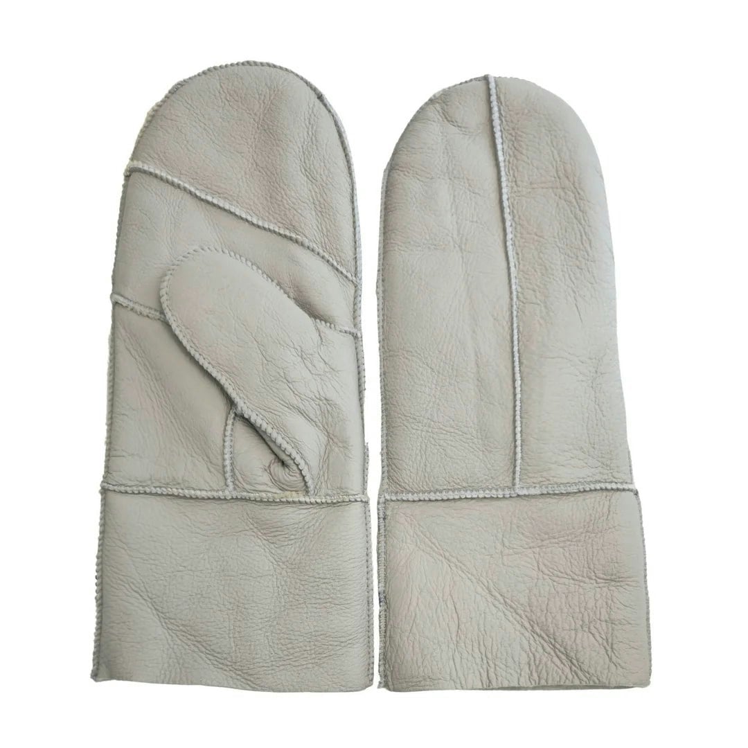 Infinity Leather Women's Grey ’S Premium Leather Shearling Wool Lining Gloves - Medium