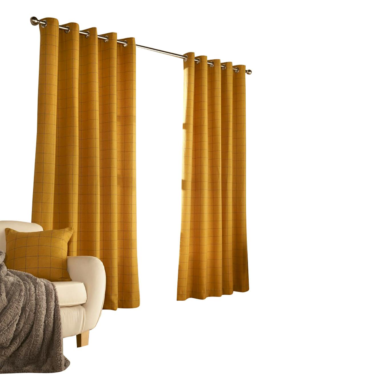 Furn Ellis Ringtop Eyelet Curtains - Ochre - 229 X 229 Cm - Ochre - 100% Polyester