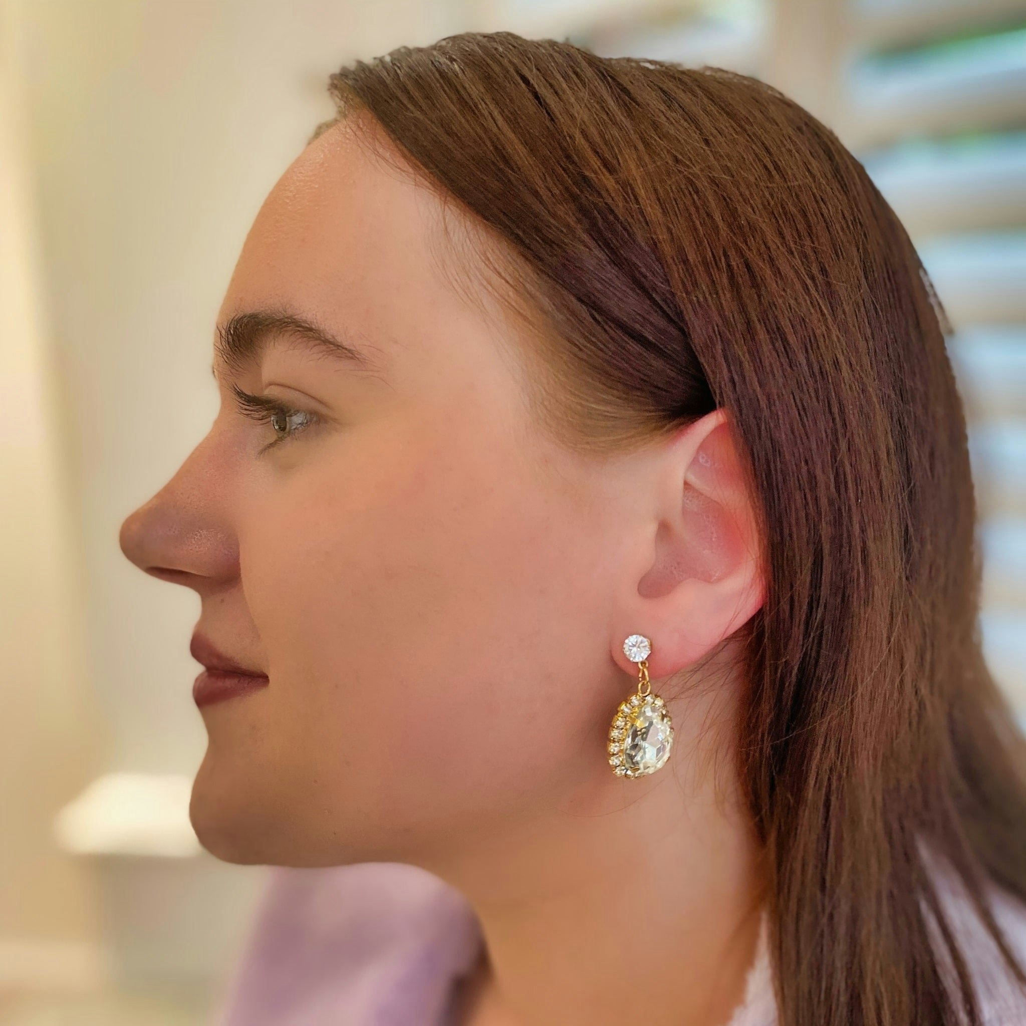 Queenmee Accessories Gold/Silver Drop Earrings Diamante In Or