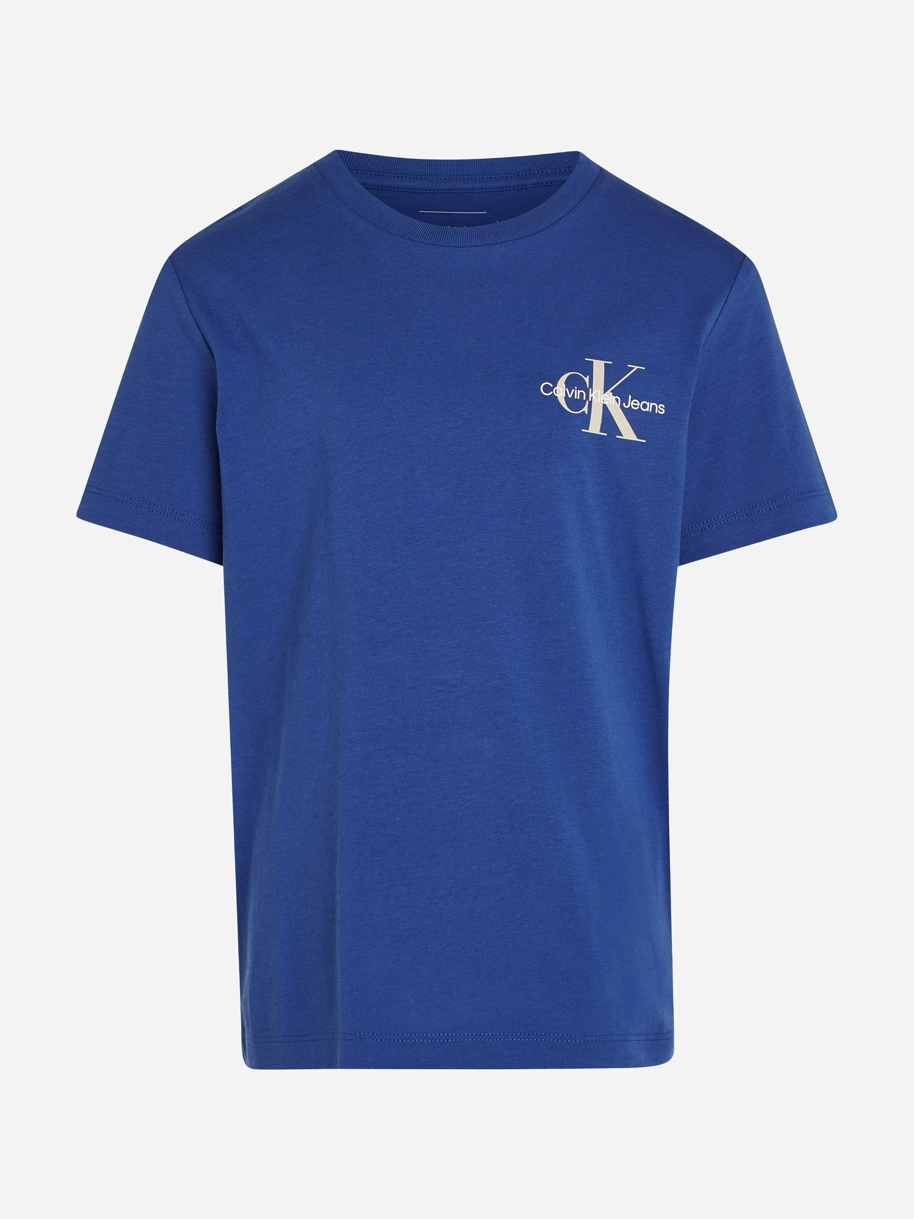 Calvin Klein Blue Kids Chest Monogram T-Shirt In - 4 Yrs