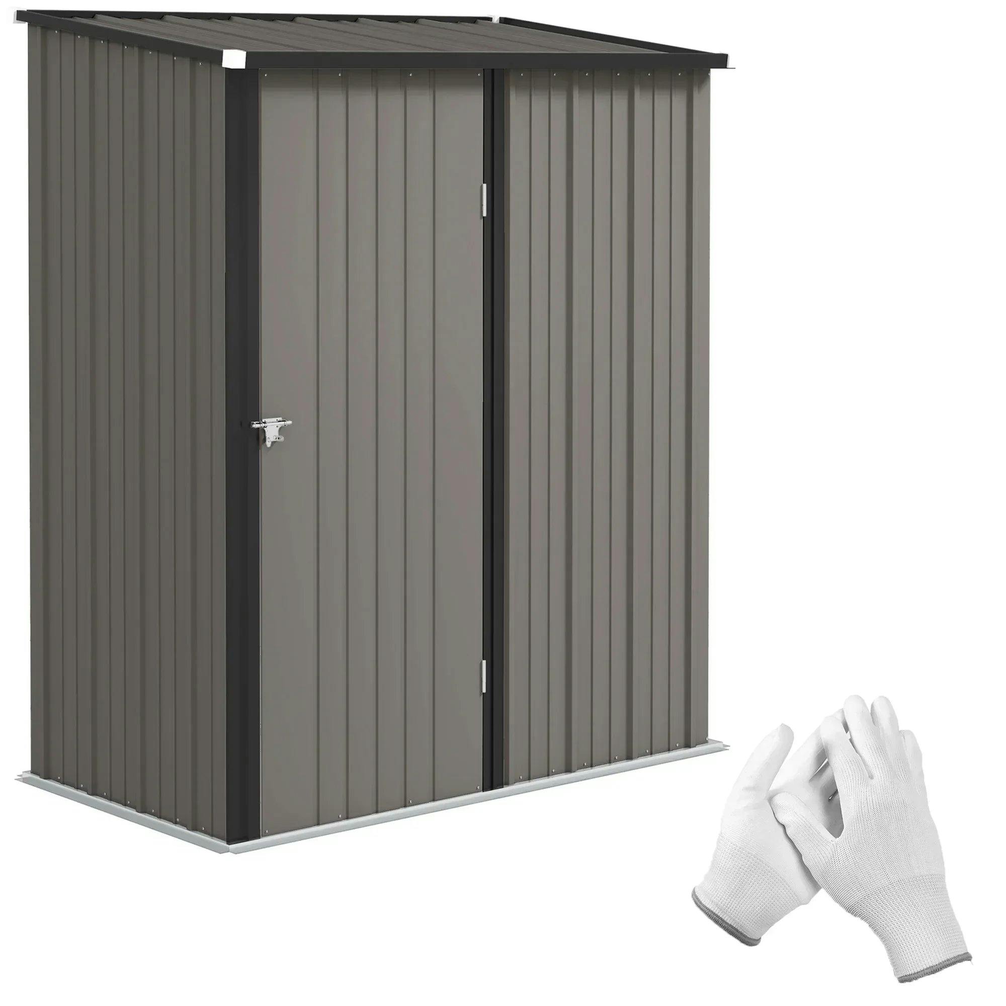 Metal Garden Storage Shed Lockable Outdoor Tool House Waterproof Grey Steel - Image 5