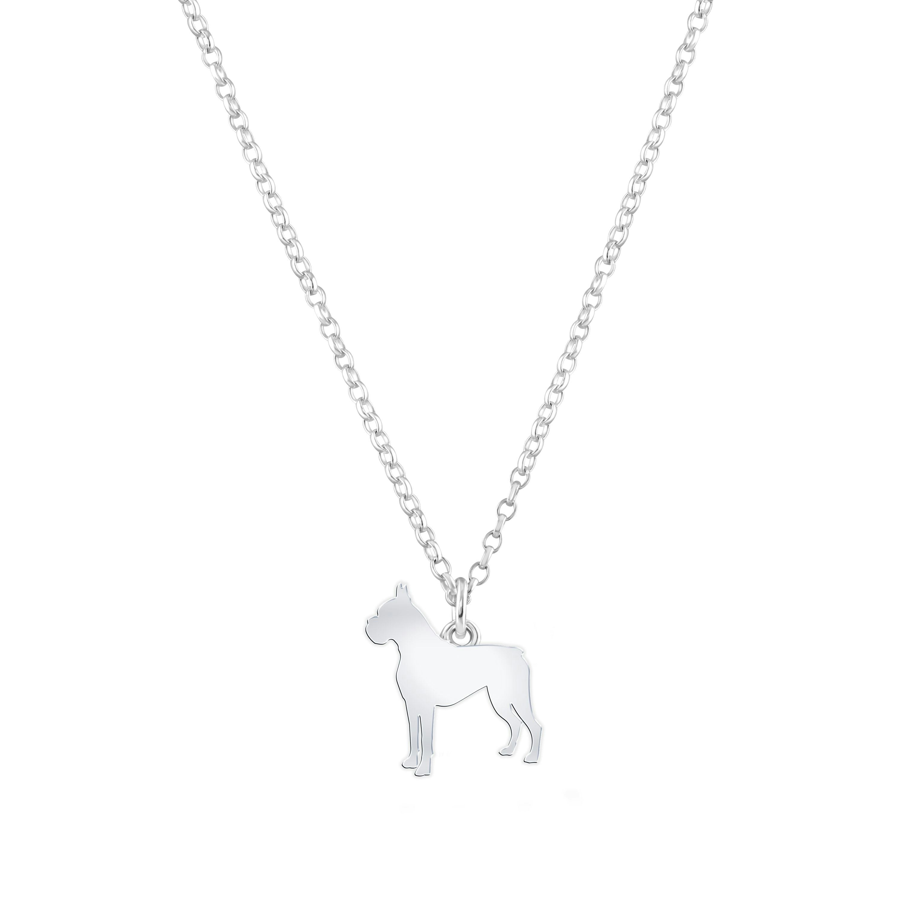 Mylee London Silver Boxer Silhouette Necklace - Personalised - Yes