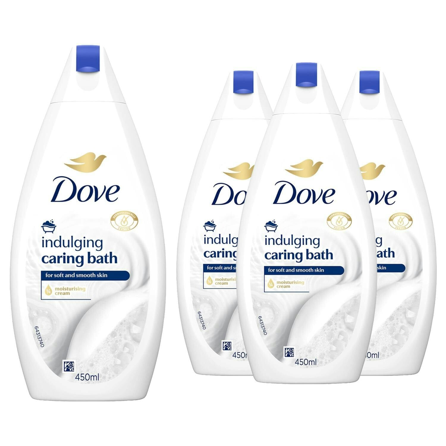 Dove Caring Bath Indulging Cream Bath Soak With 1/4 Moisturising Cream, 4X450ml - Image 2