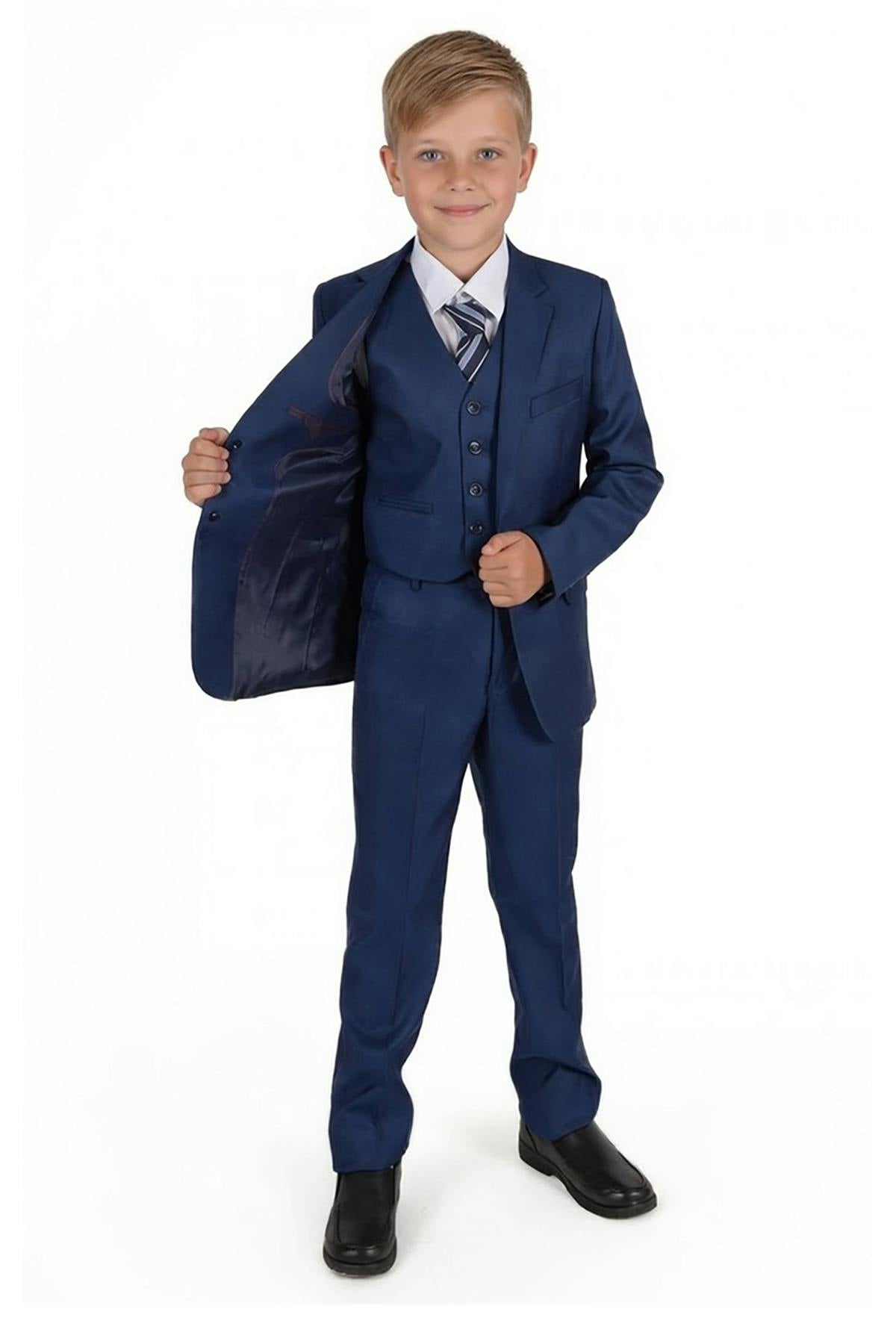Cinda Dark/Blue/White 5 Piece Suits Wedding Pageboy Party Prom - 14-15 Years