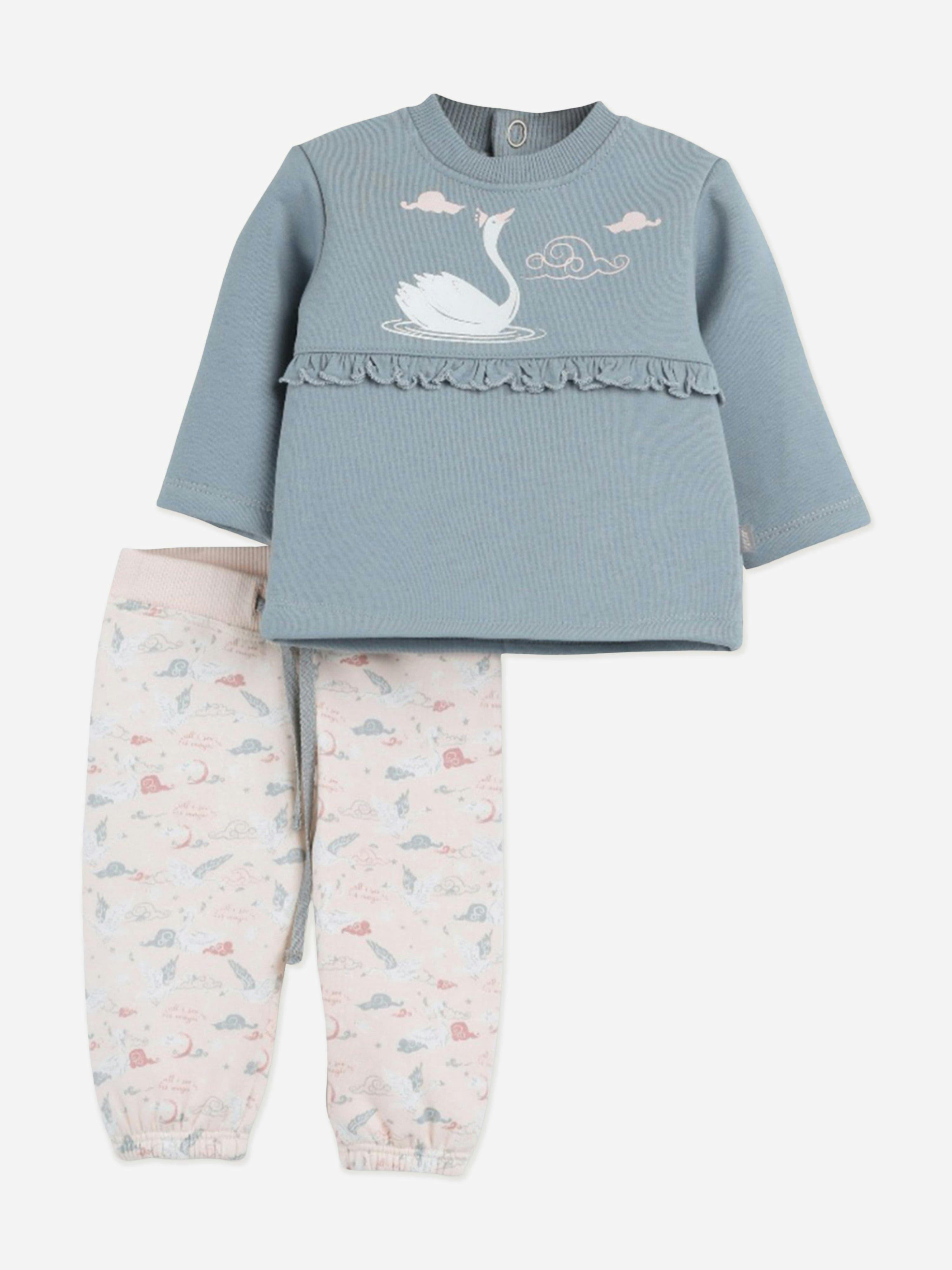 Mininio Women's Blue/Pink Baby Girls Ruffle Trouser Set In - 18 - 24 Mths