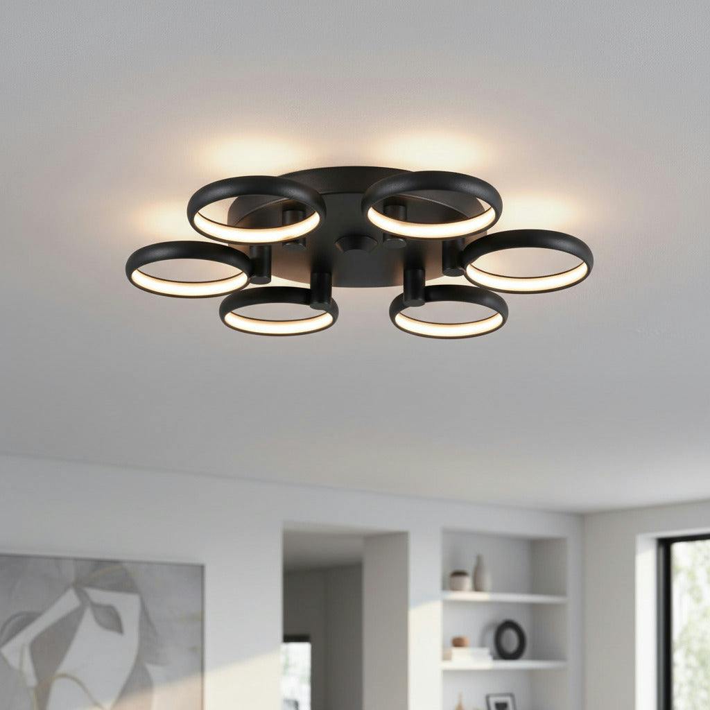Ultra Beam Lighting Black/Light 36 Watt Ring Design Large Flush Ceiling