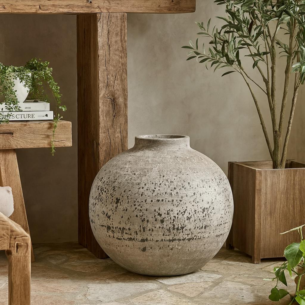Wyld Haus Sunvale Large Weathered Stoneware Ceramic Vase