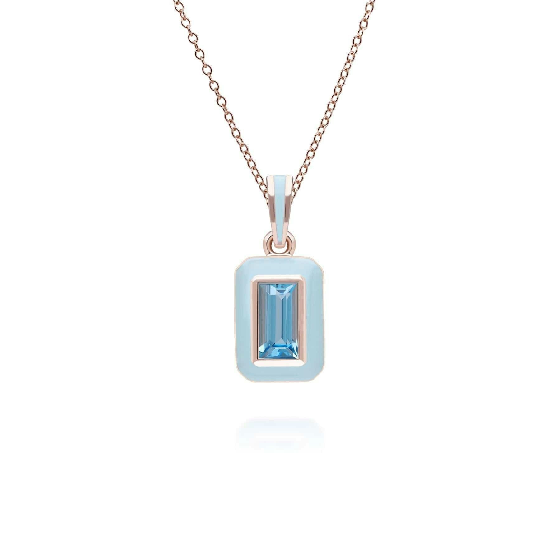 Gemondo Blue/Gold Siberian Waltz Enamel & Swiss Topaz Pendant In 18Ct Rose Plated Sterling Silver