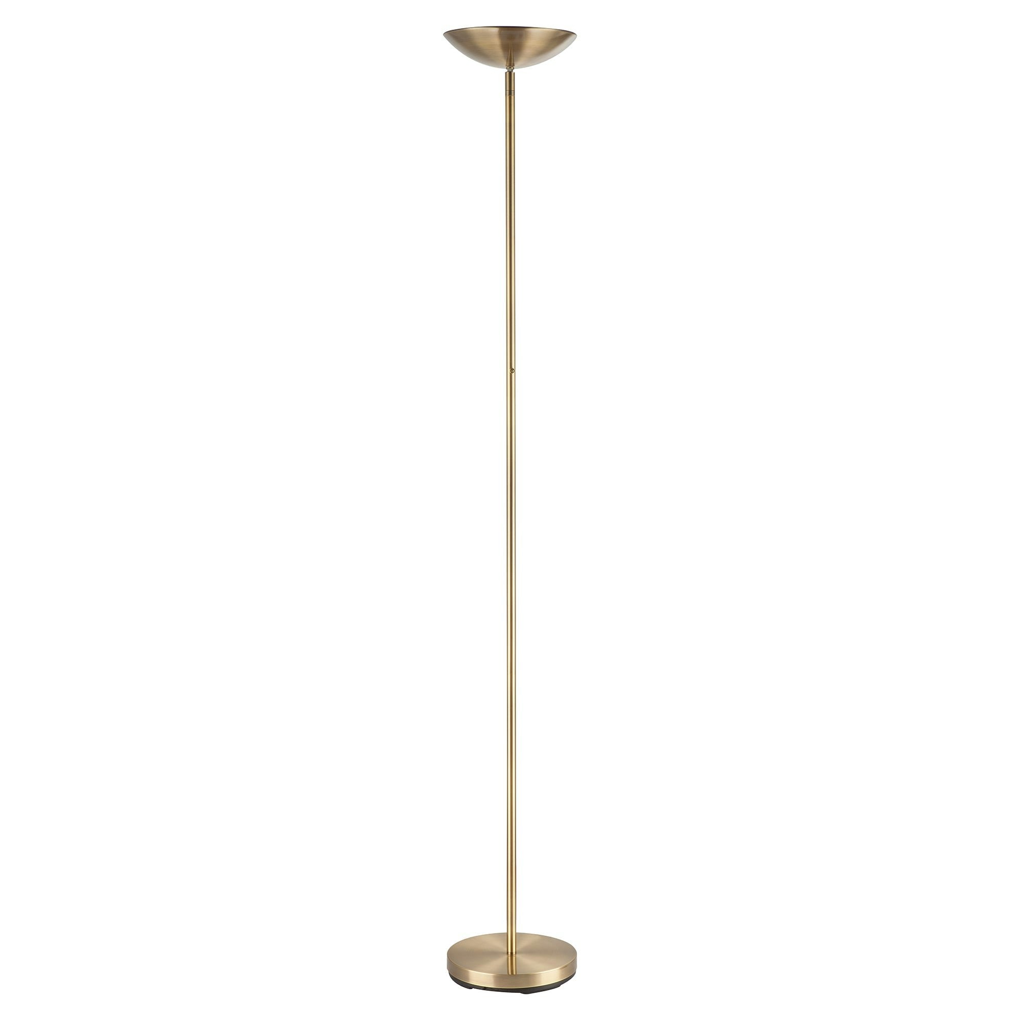 Rackhams Light/White Modern Uper Floor Lamp In Antique Brass With Memory Dimmer Button