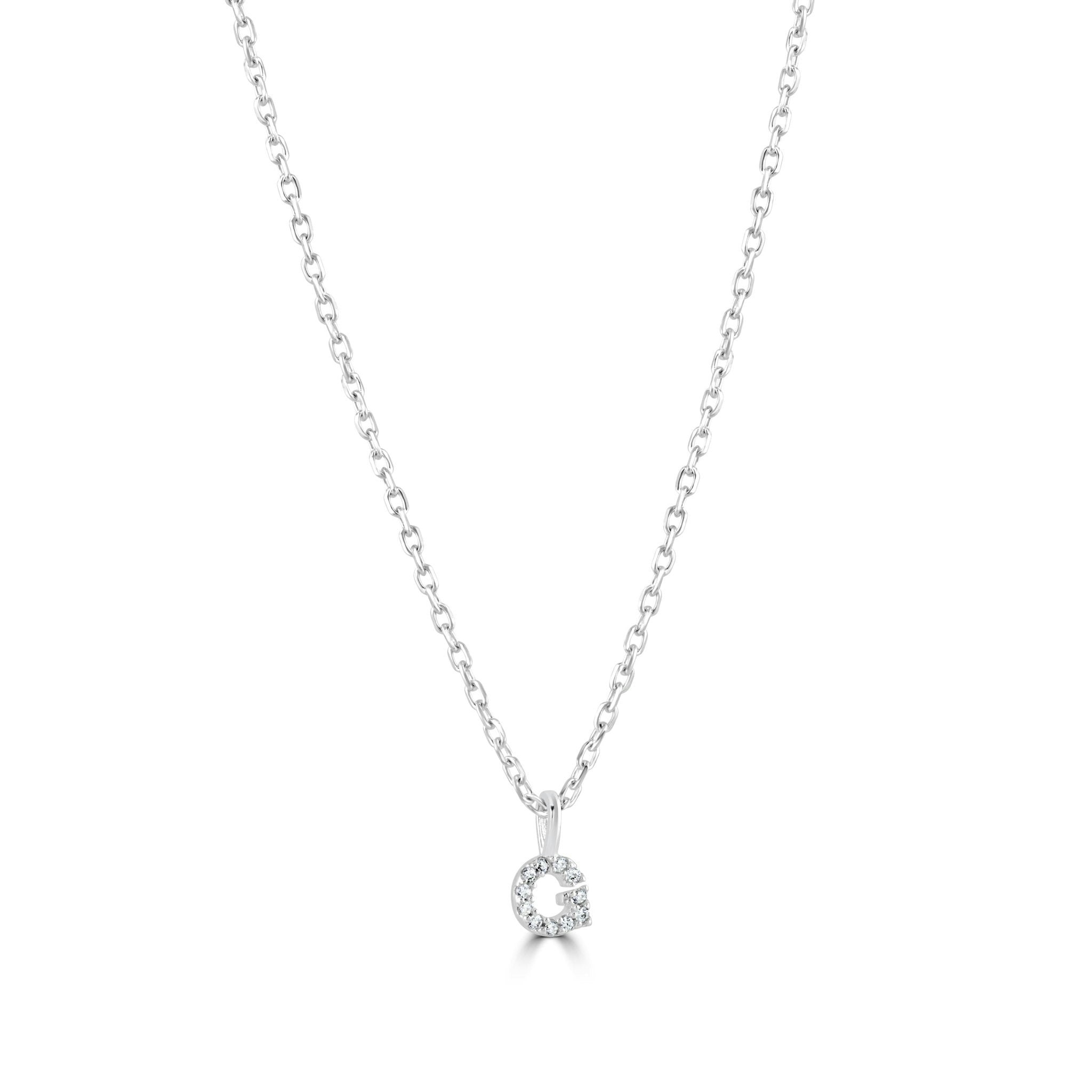 Mylee London Silver Sterling Crystal Initial Necklace - No - G