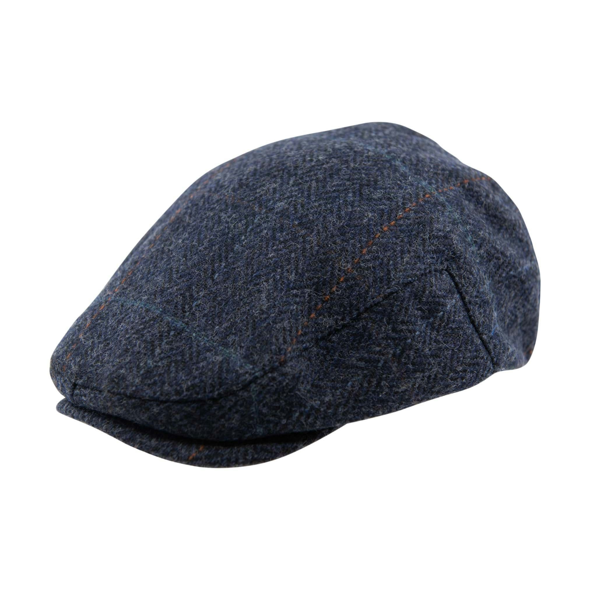 Heritage Traditions Unisex Black Classic Arthur Tweed Flat Cap - Navy Box Check