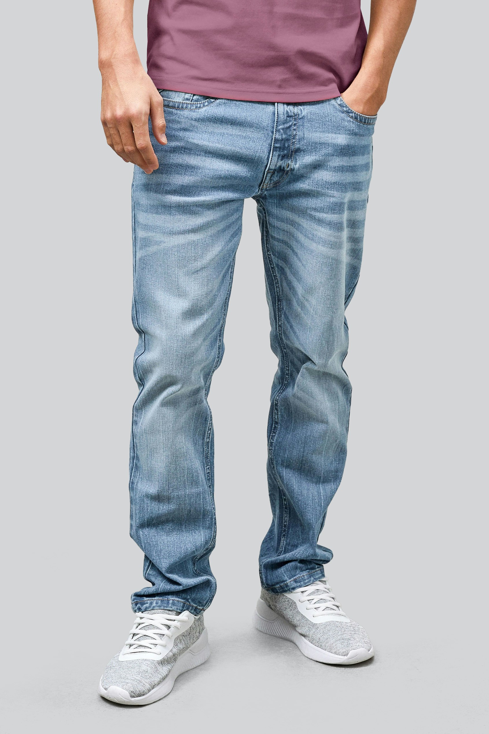Enorsia Men's Light/Blue Cotton Blend Slim Fit Jeans - 38 - 99% Cotton, 1% Spandex