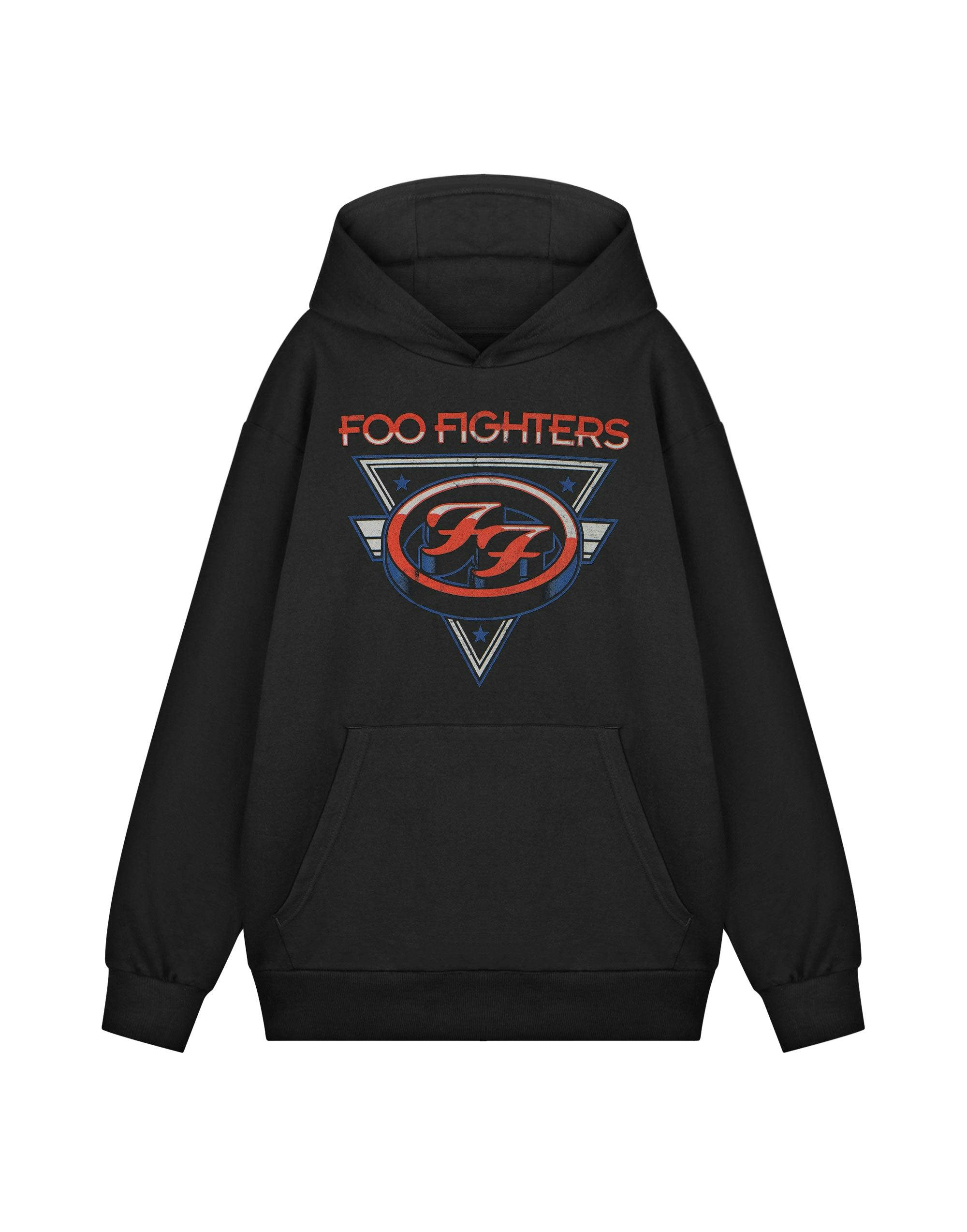 Vanilla Underground Unisex Black Foo Fighters Triangle Stars Adults Hoodie - Medium