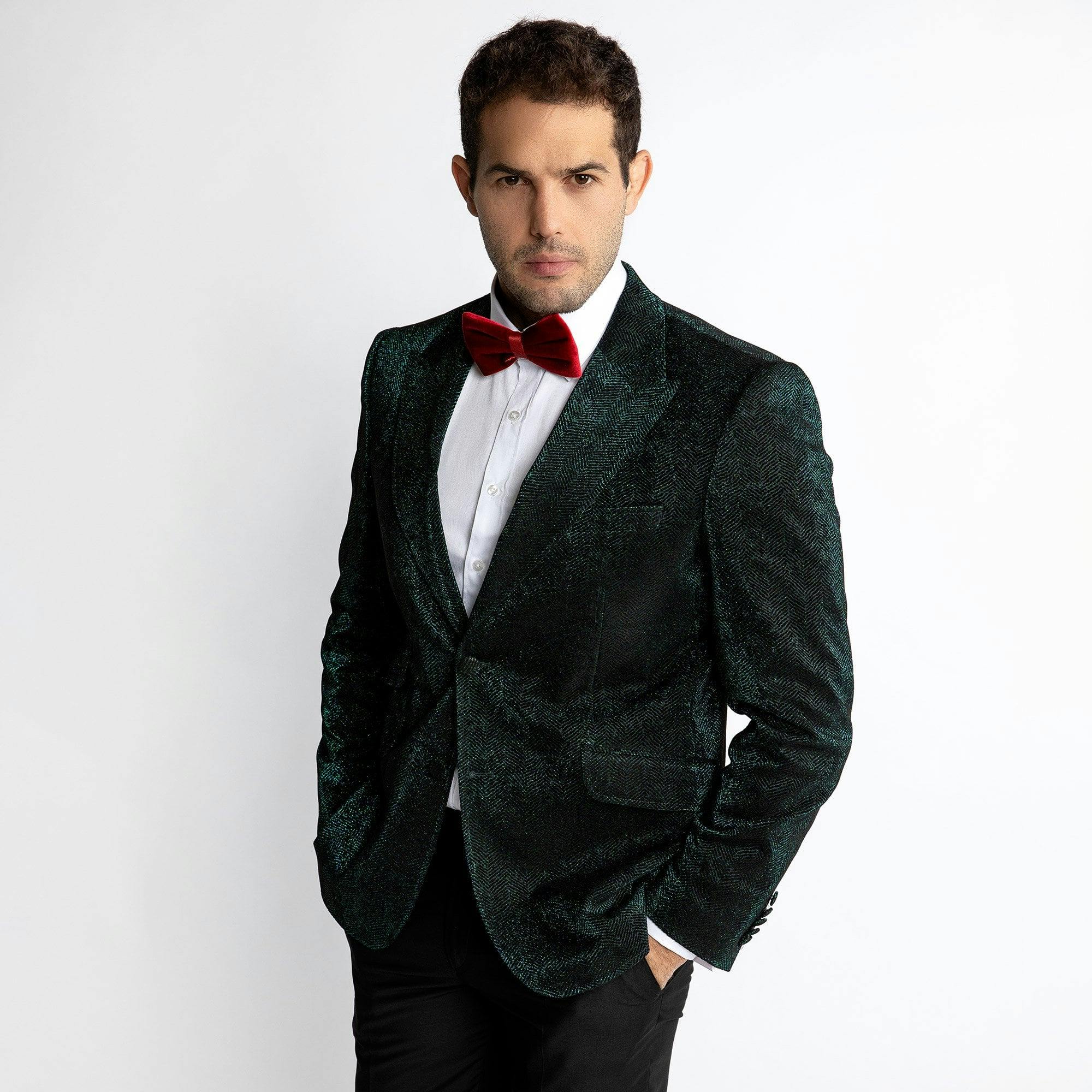 Claudio Lugli Green Luxury Fitted Sparkling Dinner Jacket - 48 Uk/ 58 Eu