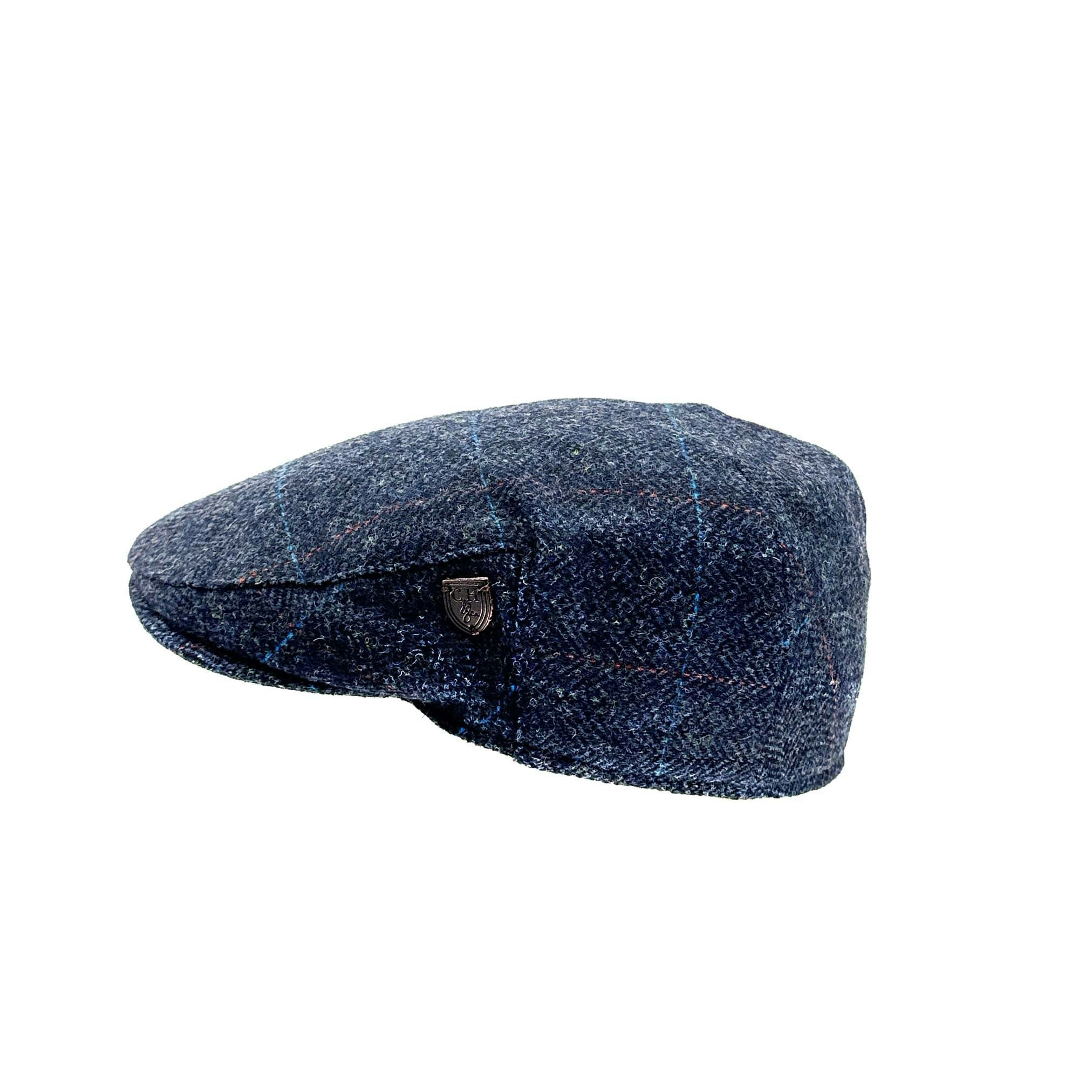 Carlyle Heath & Co. Blue Carlyle Heath Wool Box Check Flat Cap - Small