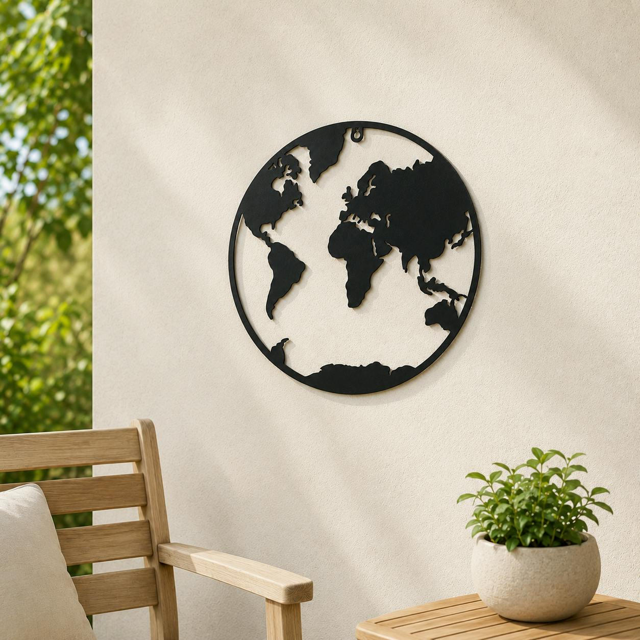 Rackhams Black Metal Wall Art - World Map