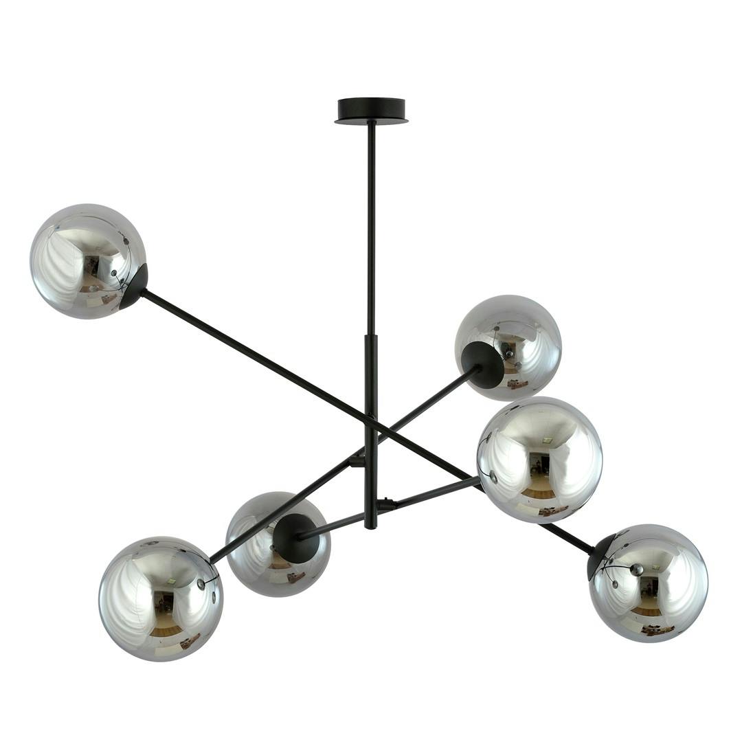 Emibig Black Linear Pendant Lamp 6 X E14 With Graphite Shade