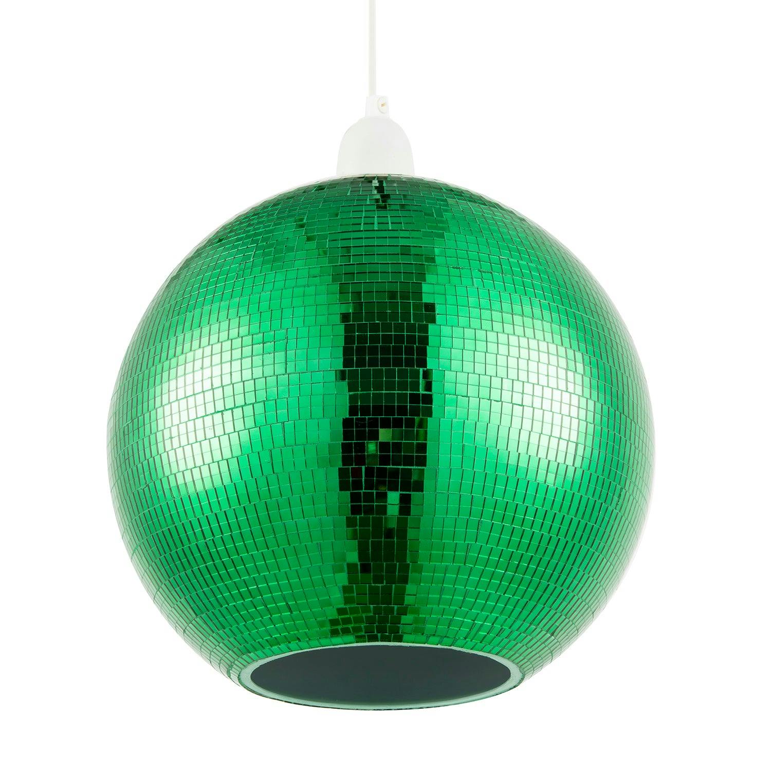 Happy Homewares Green Shiny Disco Mosaic Ball In Emerald Mirrored Tiled Retro Style