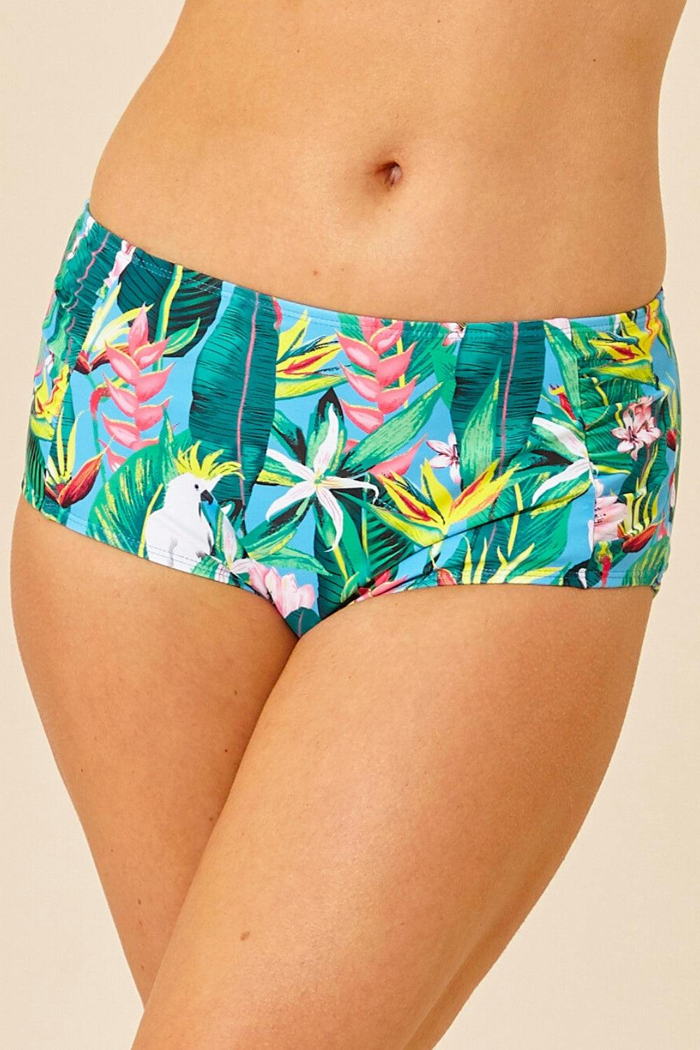 Beachcomber Bright Floral Tropical High Waist Bikini Brief - 18