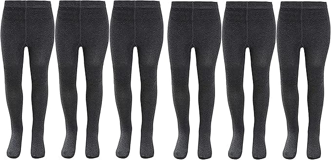 Kav Girls Grey Tights - Simple And Smooth Cotton Tights For Children - Skin-Friendly Bottoms Tights For Everyday Casual Wear, Indoor And Outdoor - Pack Of 6 - 5-6 Years