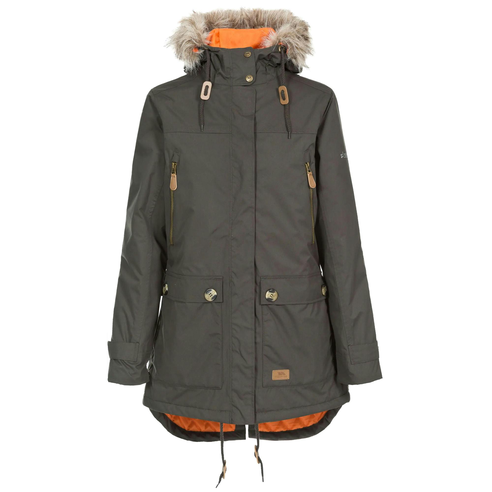 Trespass Women's Dark Clea Waterproof Parka - Khaki - Xxs - Khaki - 100% Polyester