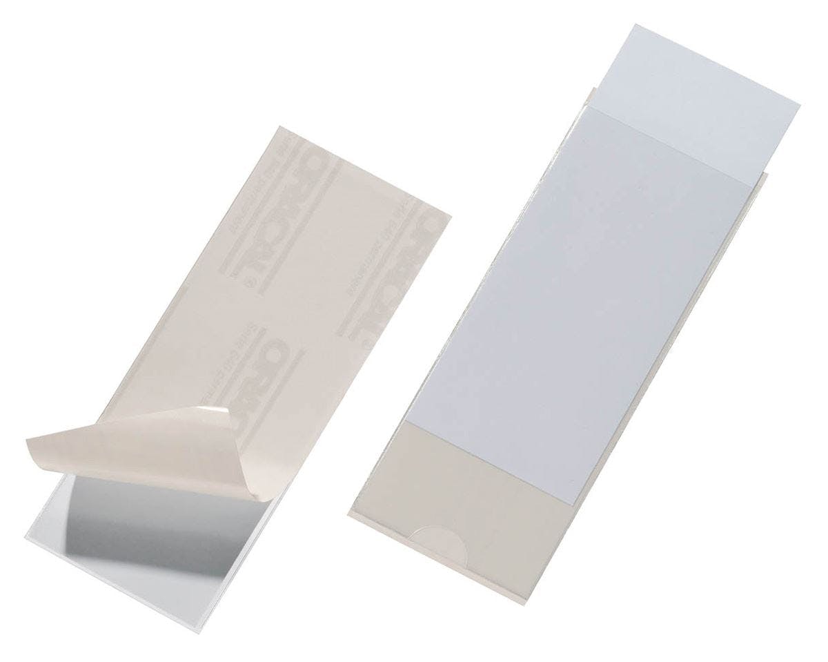 Rackhams Pocketfix Self-Adhesive Clear Label Sleeve Pockets | 10 Pack | 150X58mm