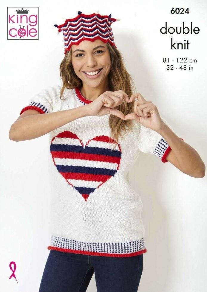 King Cole Women's Merino Blend Dk Knitting Pattern 6024, Sweaters, Slipovers, Headwear For Men, 32 - 54 Inches