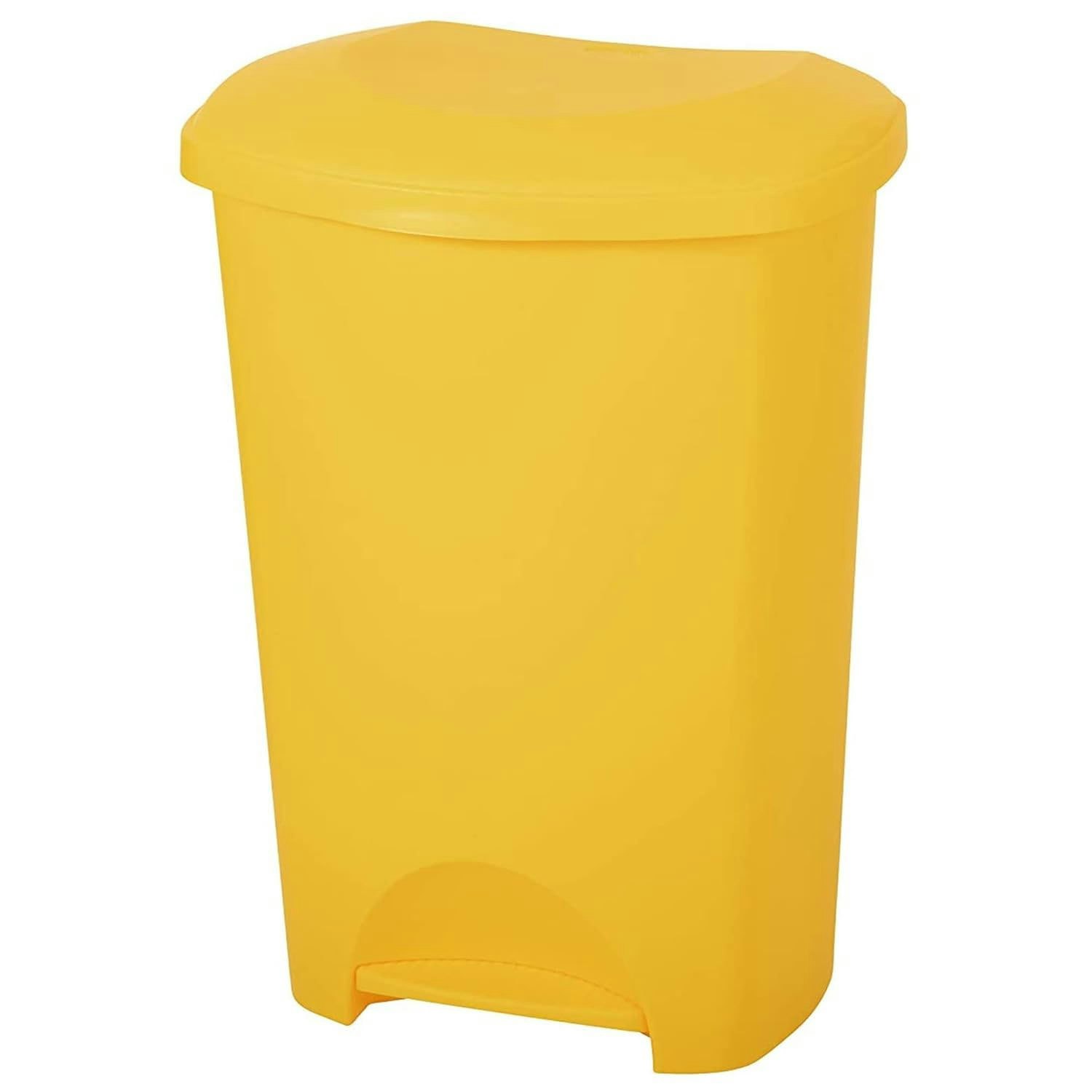 Rackhams Yellow 50L Recycling Commercial Medical Utility Waste Trash Pedal Bin With Hands Free Foot Pedal Operation - 1 X
