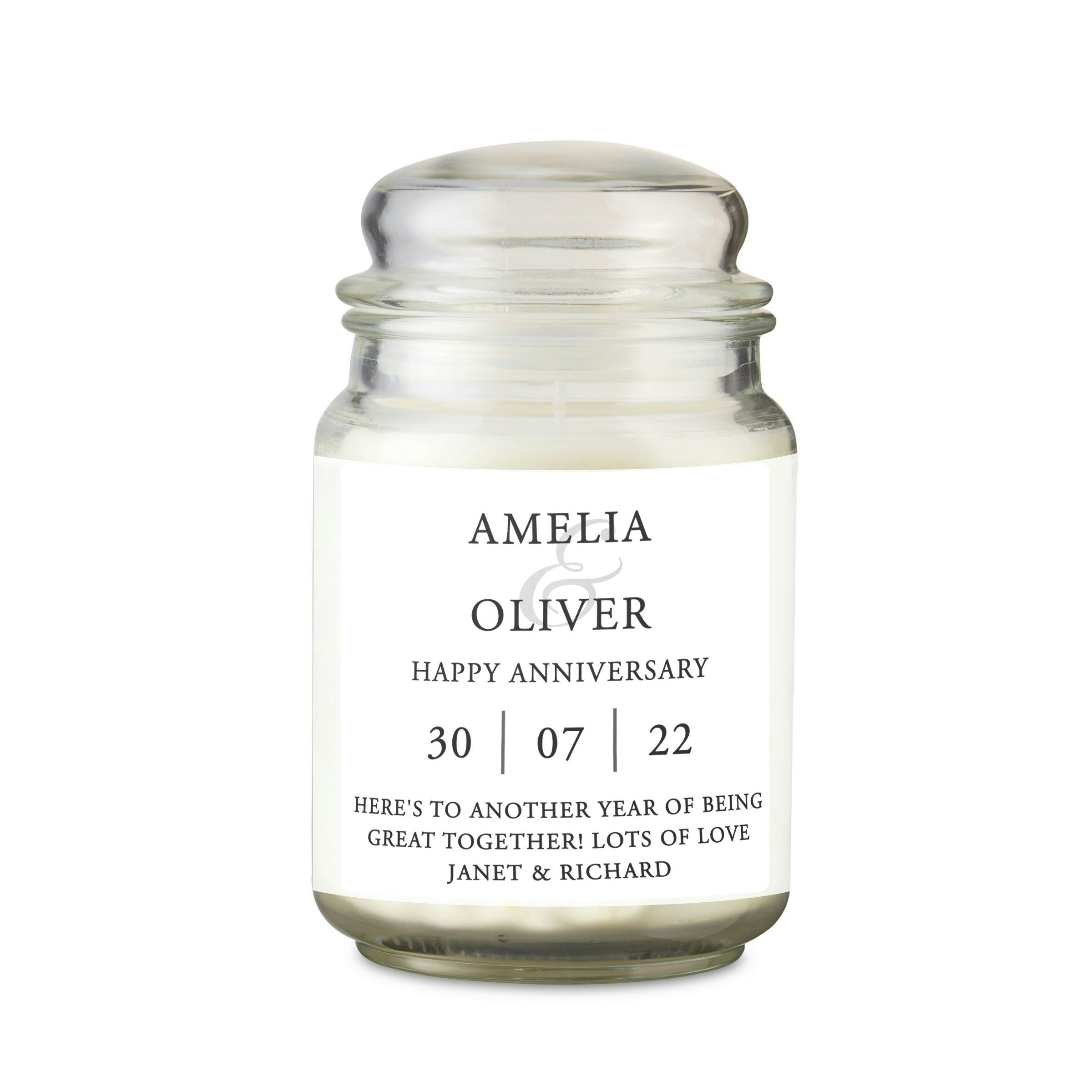 Rackhams Personalised Couples Large Scented Jar Candle