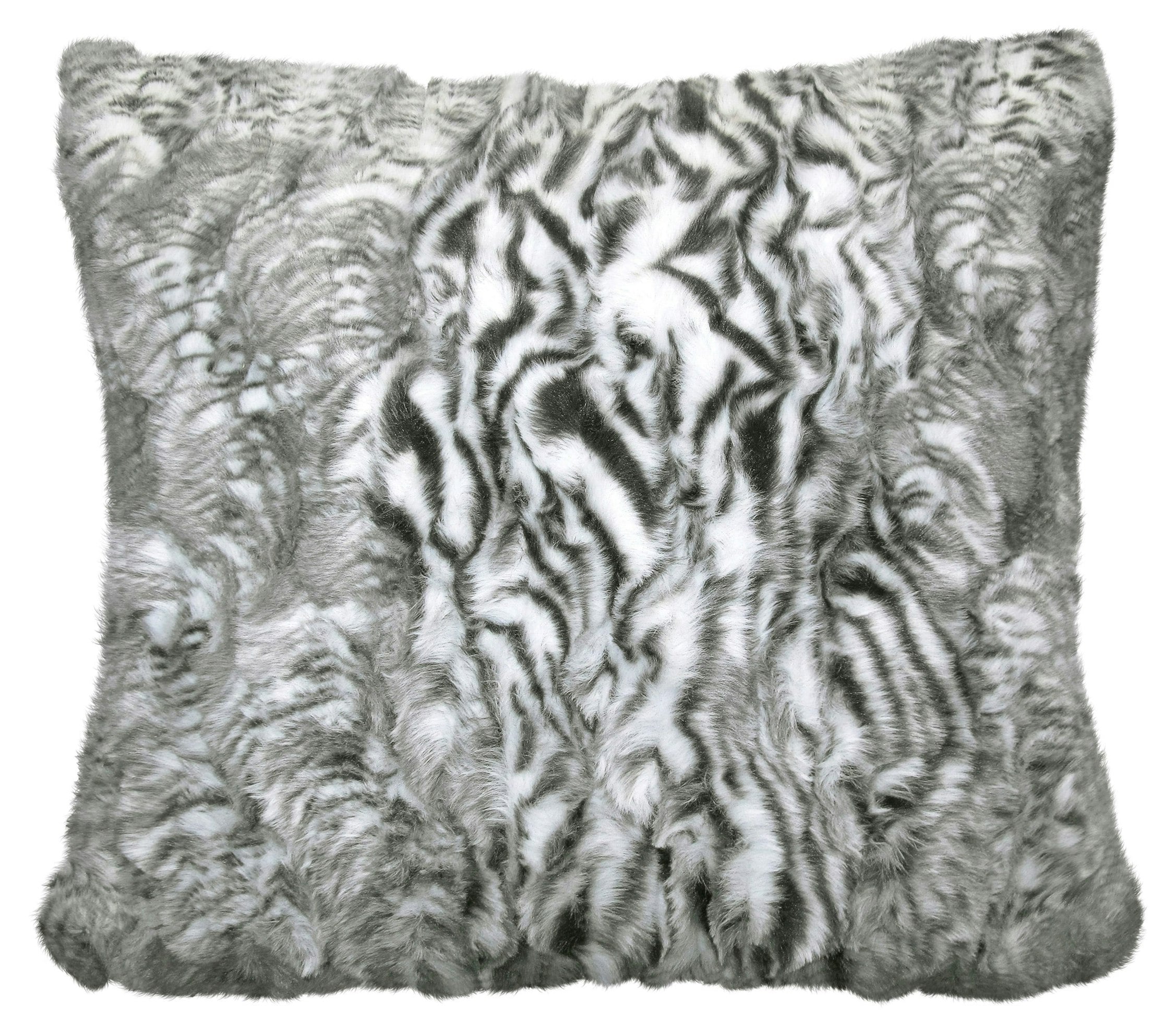 Velosso Grey Animal Print Faux Fur Cushion - 56Cm X 56Cm