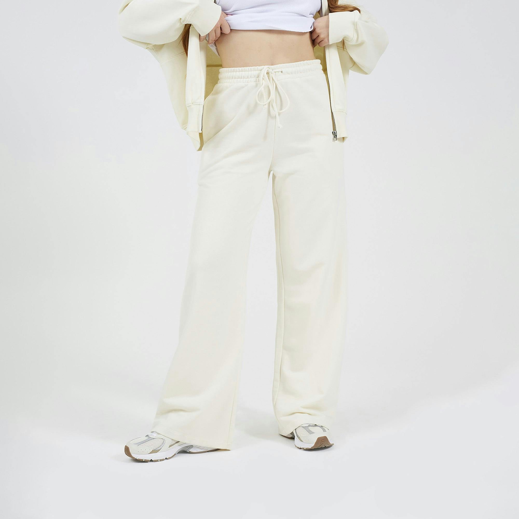 Brave Soul Cream Cotton Blend Wide Leg Joggers - Xl