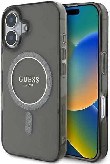 Guess Black Iml Glitter Circle Case With Magsafe For Iphone 16 6.1" - Guhmp16shfgerek