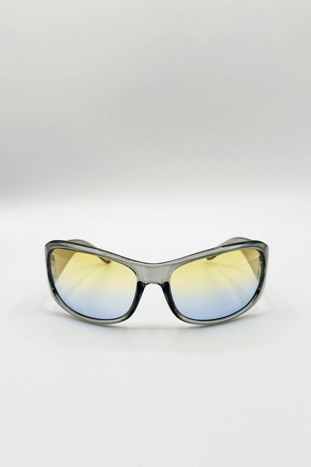 Svnx Silver Oversized Racer Sunglasses In - One Szie
