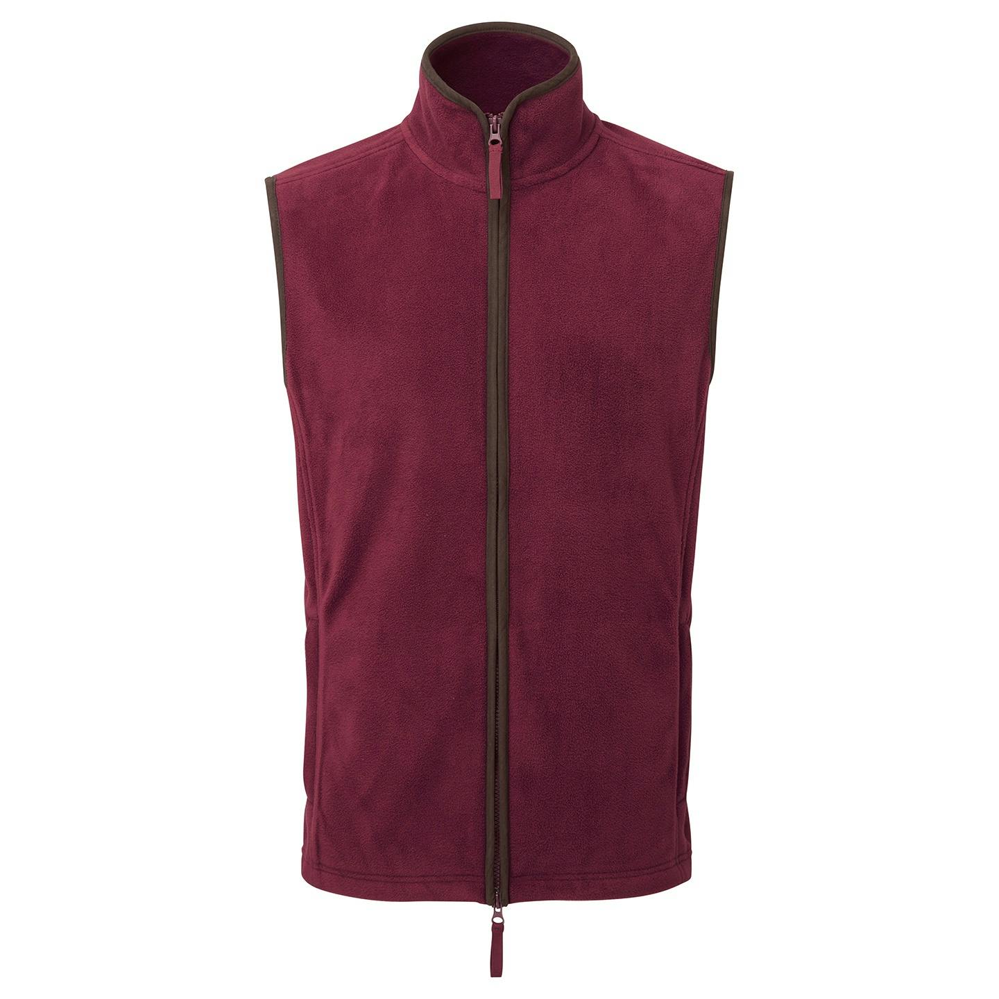 Premier (M, Burgundy/Brown) Mens Artisan Fleece Gilet - Image 3