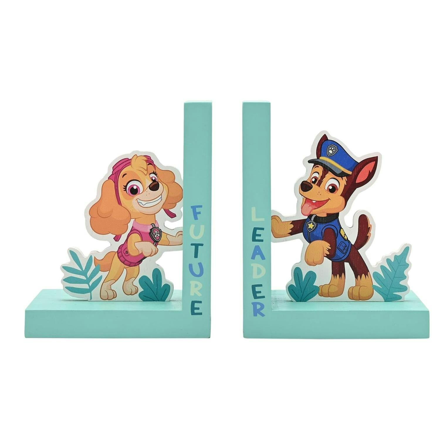 Widdop & Co Turquoise Paw Patrol Skye And Chase Wooden Bookends - Bookends