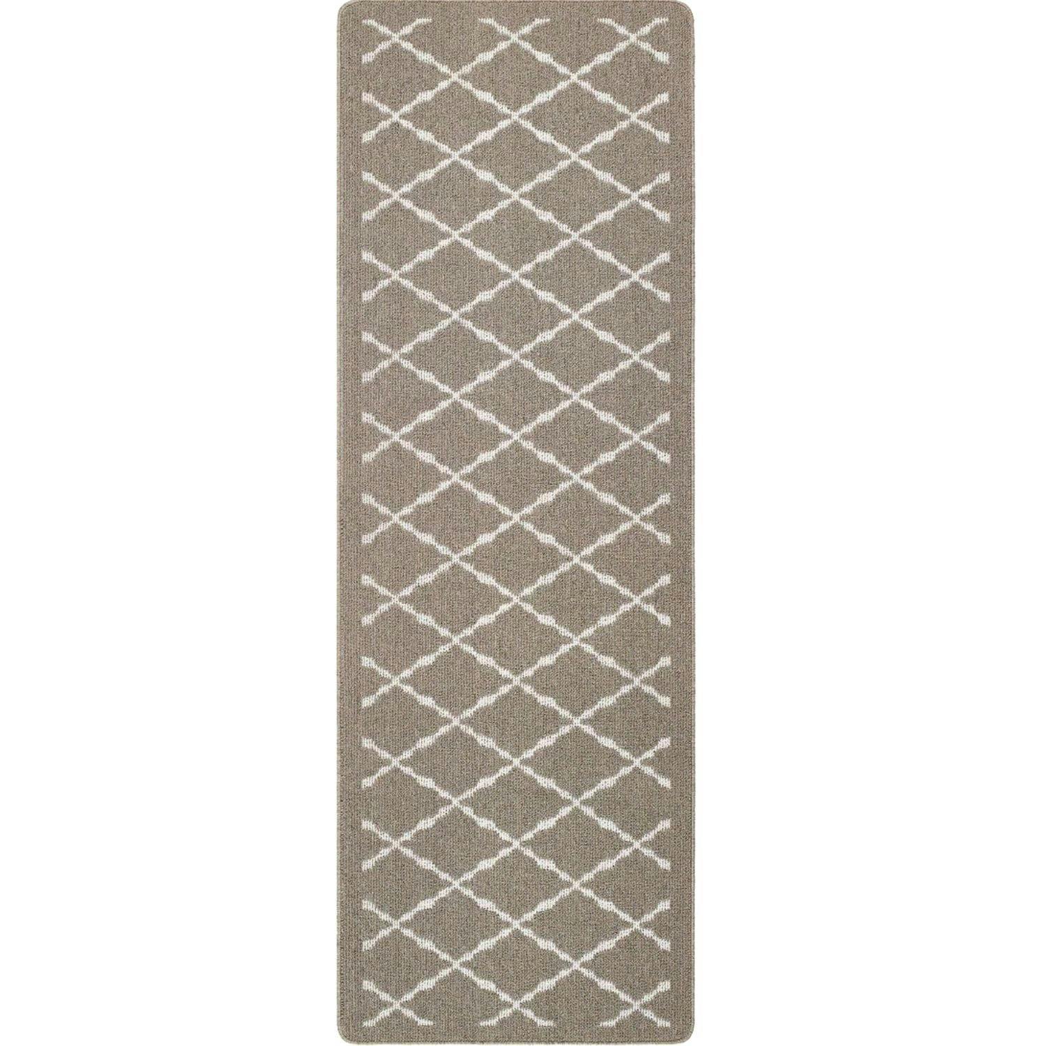 Rackhams Beige Washable Diamond Mat And Runner - 67X200 Cm