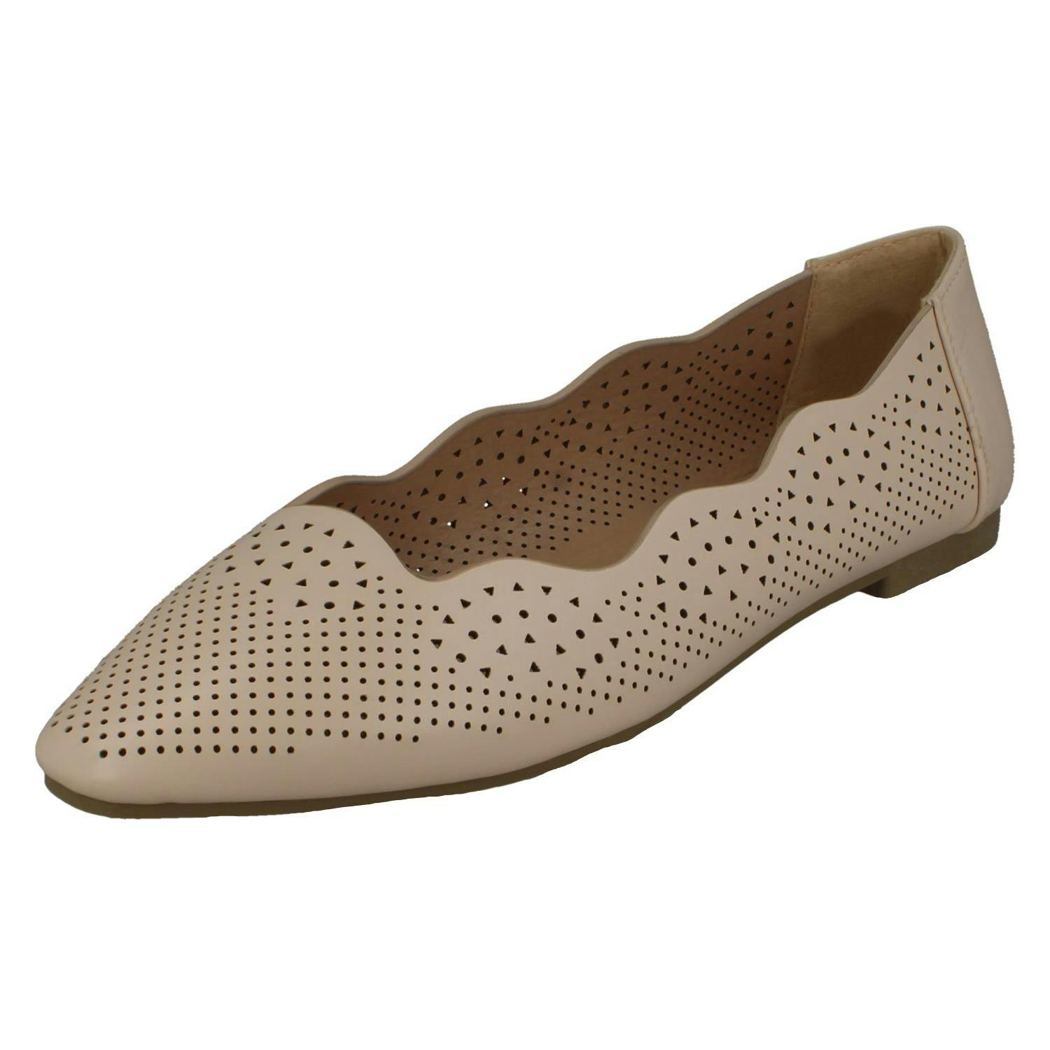 Spot On Women's Slip On Ballerina Flat Shoes F80459 - Nude - Uk 7