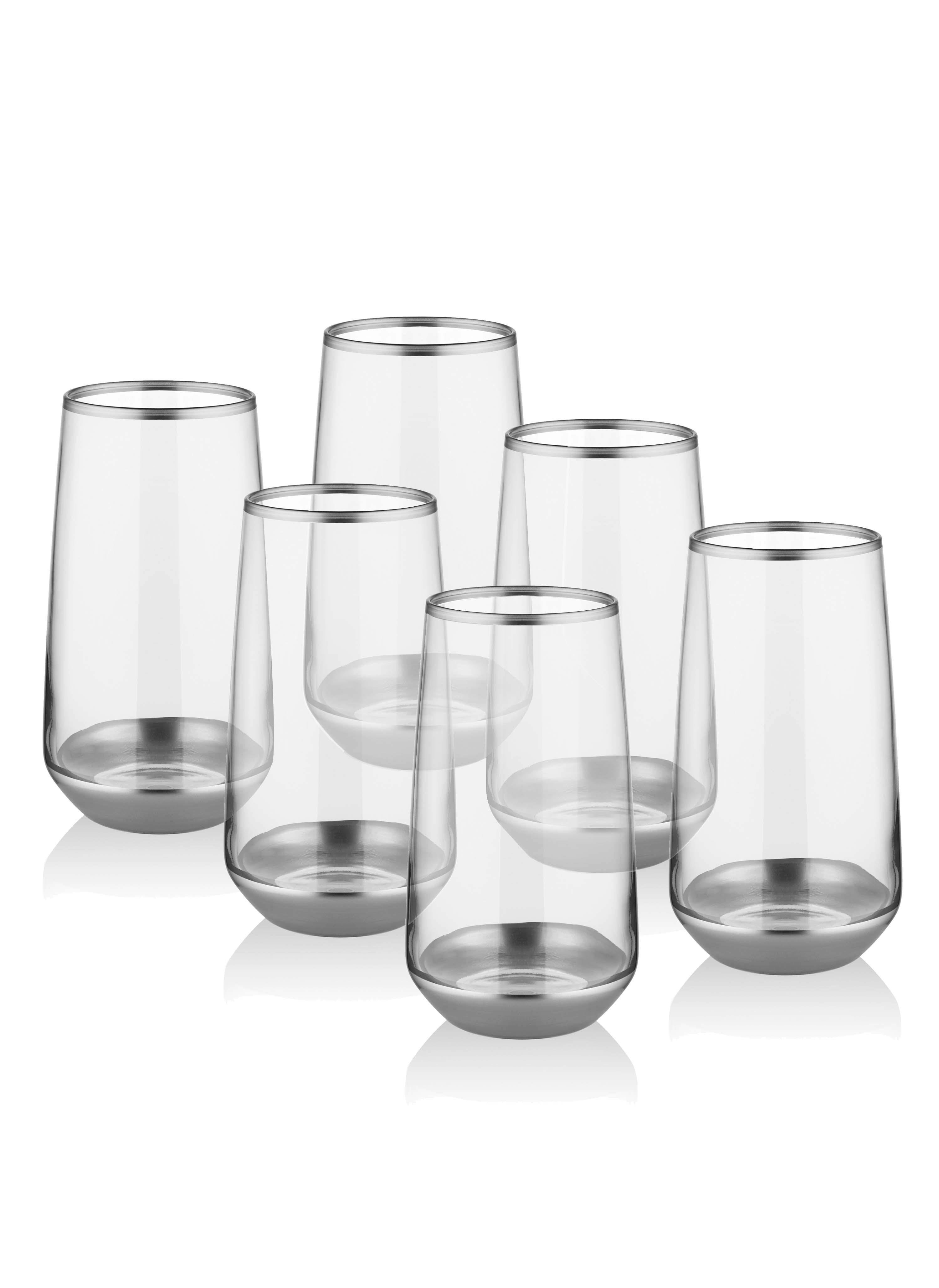 Rozi Silver Glam Collection Highball Glasses (Set Of 6)