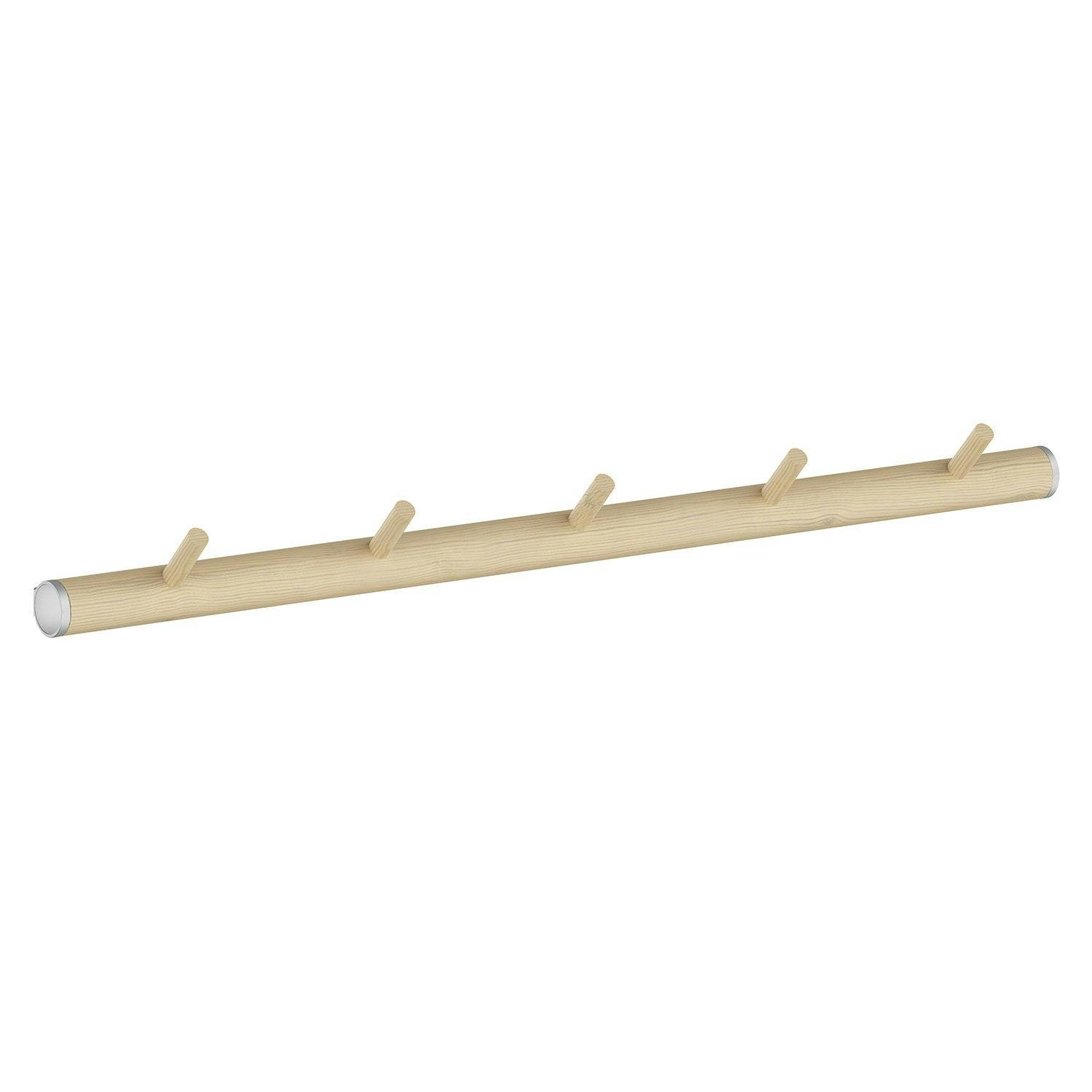 Beslagsboden Grey 5 Hook Coat Rack In Matt /Beech Wood, Width 550Mm