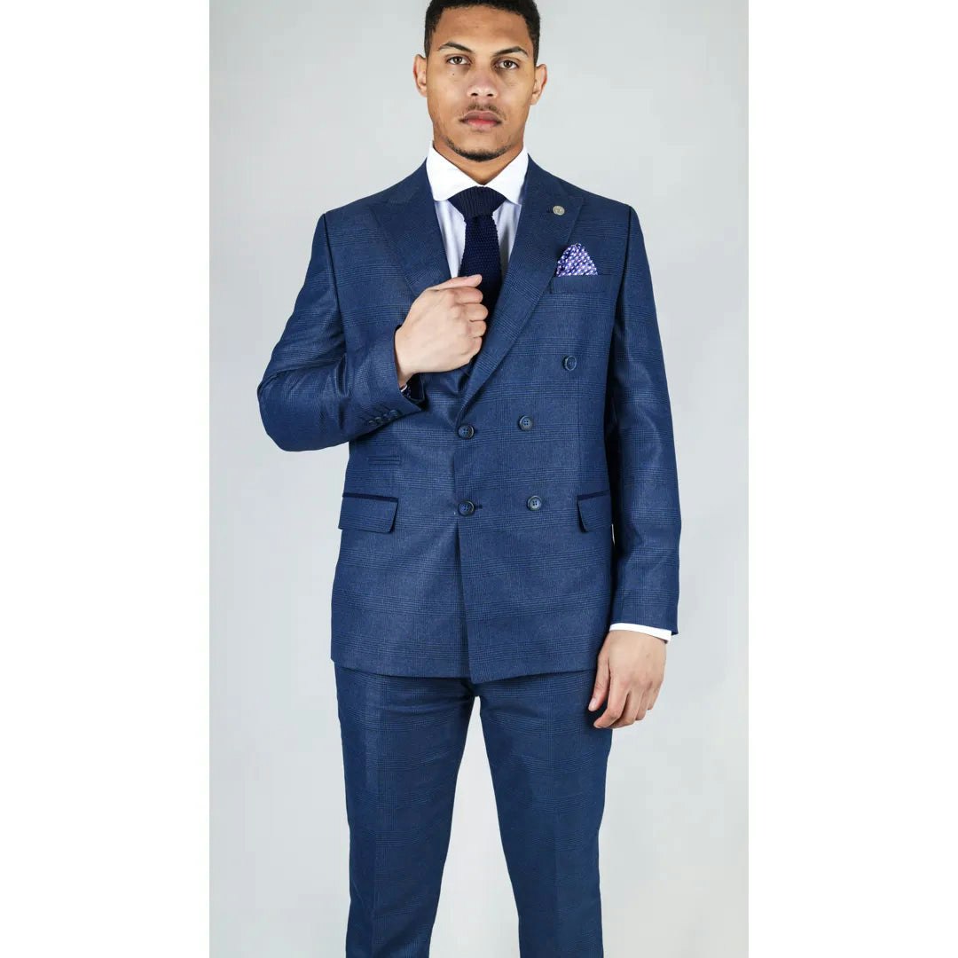 Truclothing Men's Blue Stz91 - Double Breasted 2 Piece Suit - 40" Jacket 34" Trousers