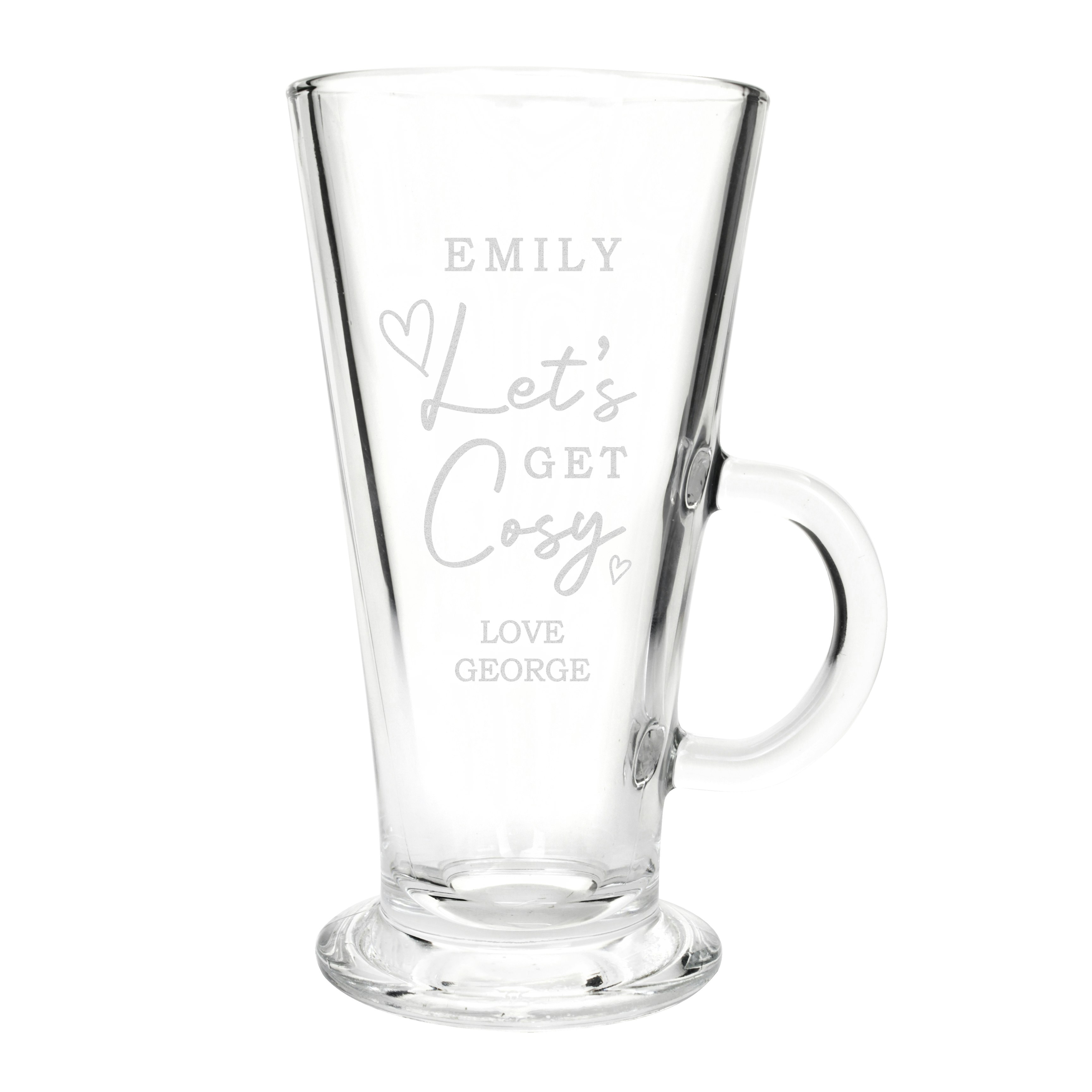 Rackhams White Personalised Get Cosy Latte Glass