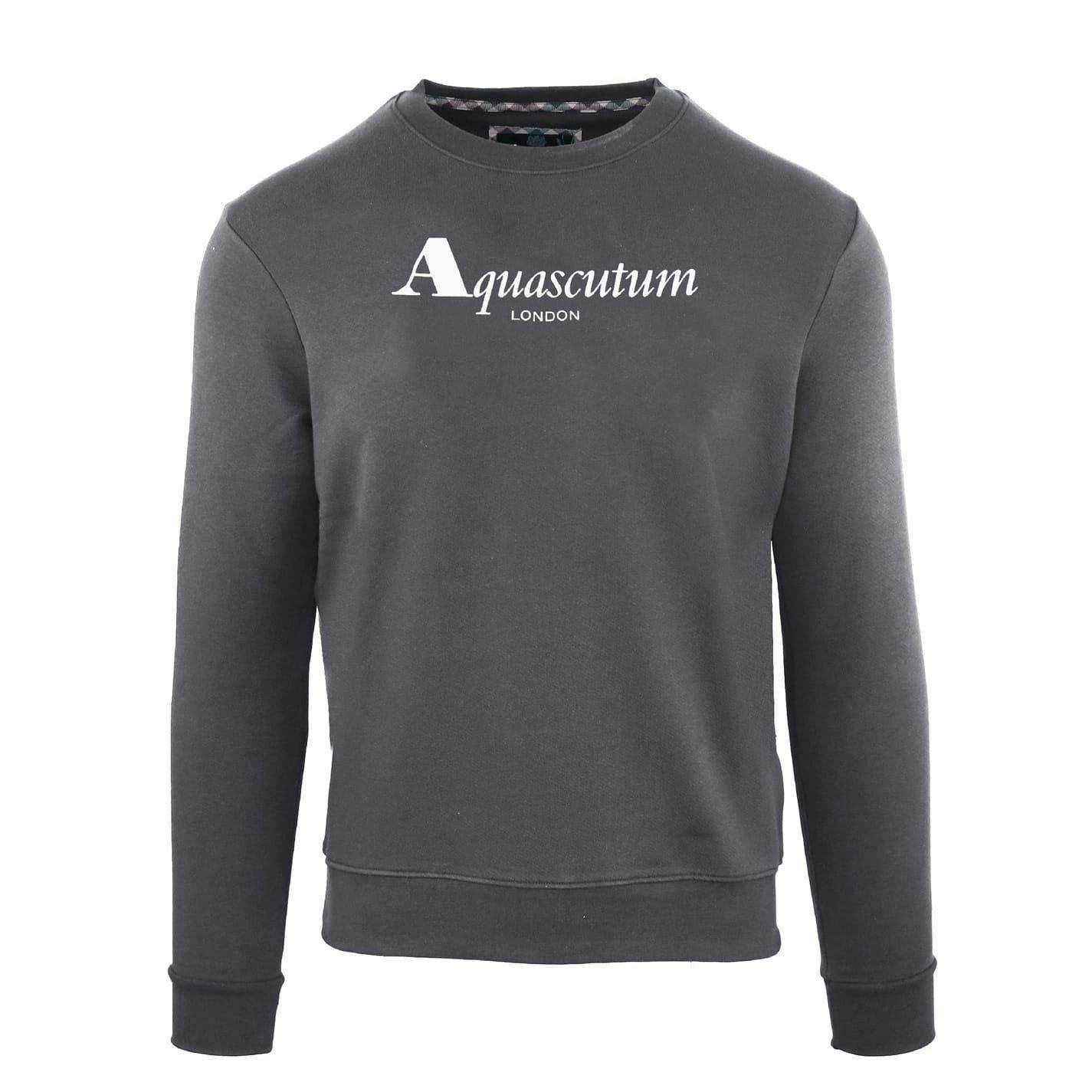 Aquascutum Men's Crew Neck Regular Sweatshirt - Antracite - Xxl - Antracite - 100% Cotton