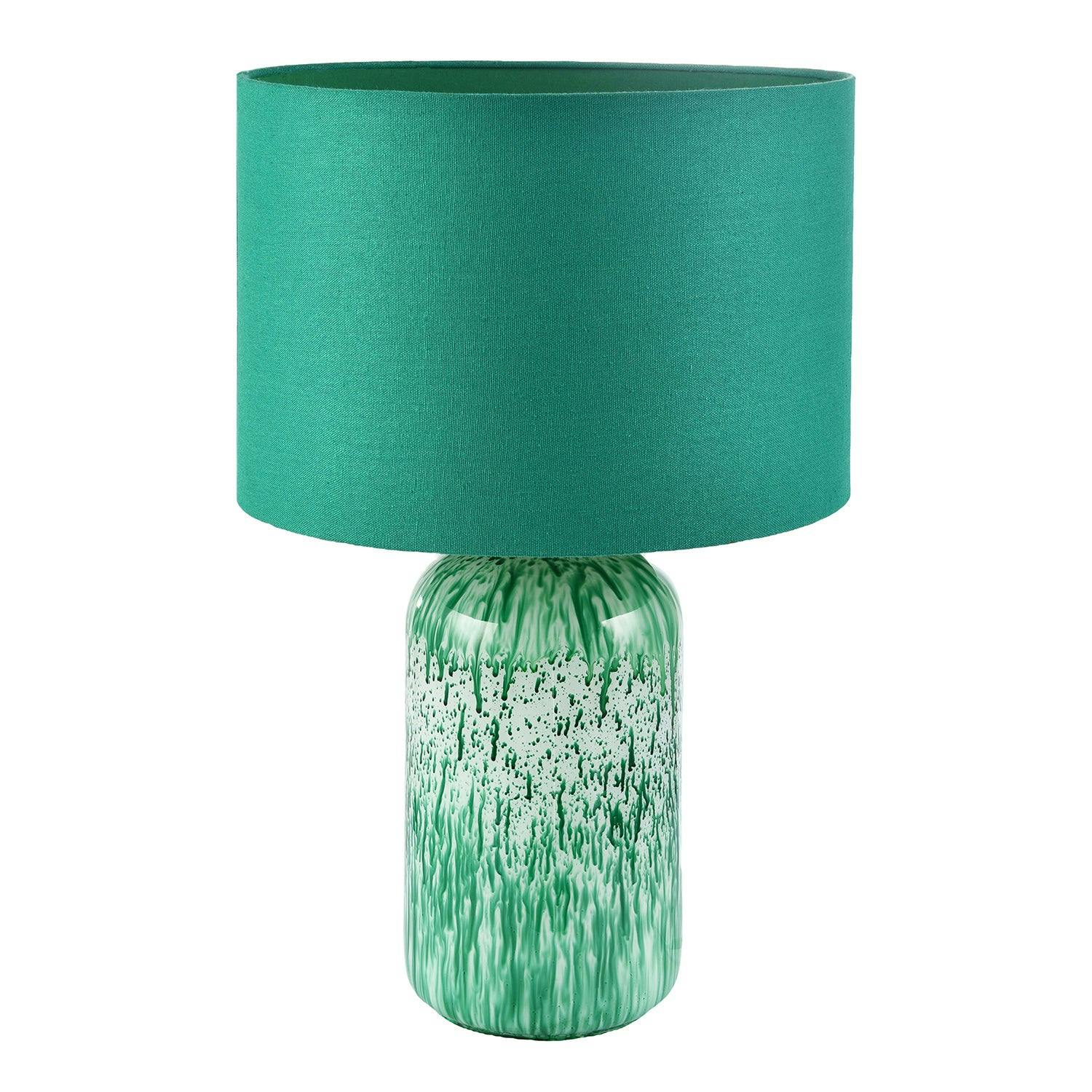 Happy Homewares Green Modern Emerald Marble Drip Snowflake Glass Table Lamp With Shade