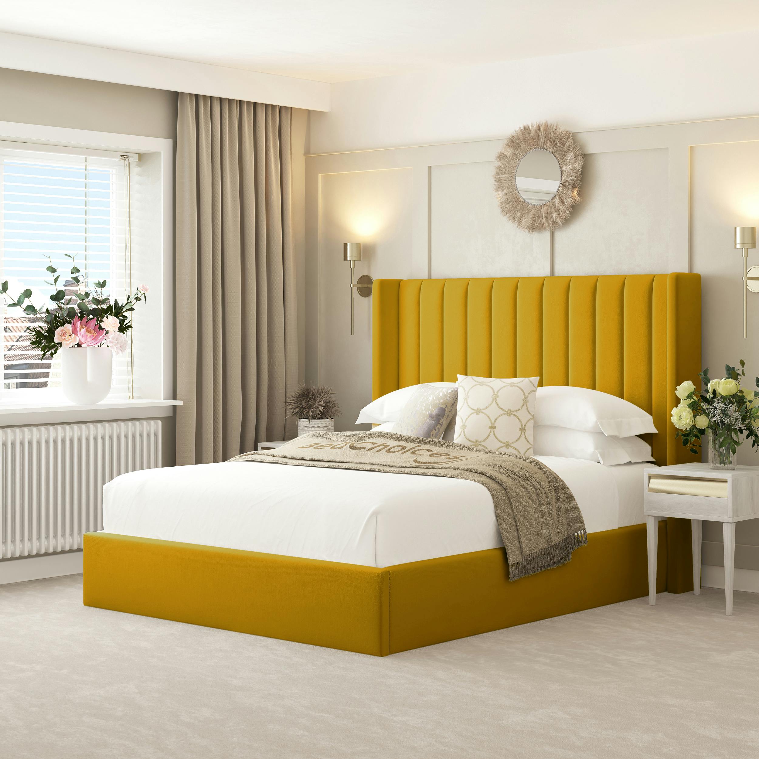 Rackhams Madison Bed Frame With 54" Headboard - Single - Mustard