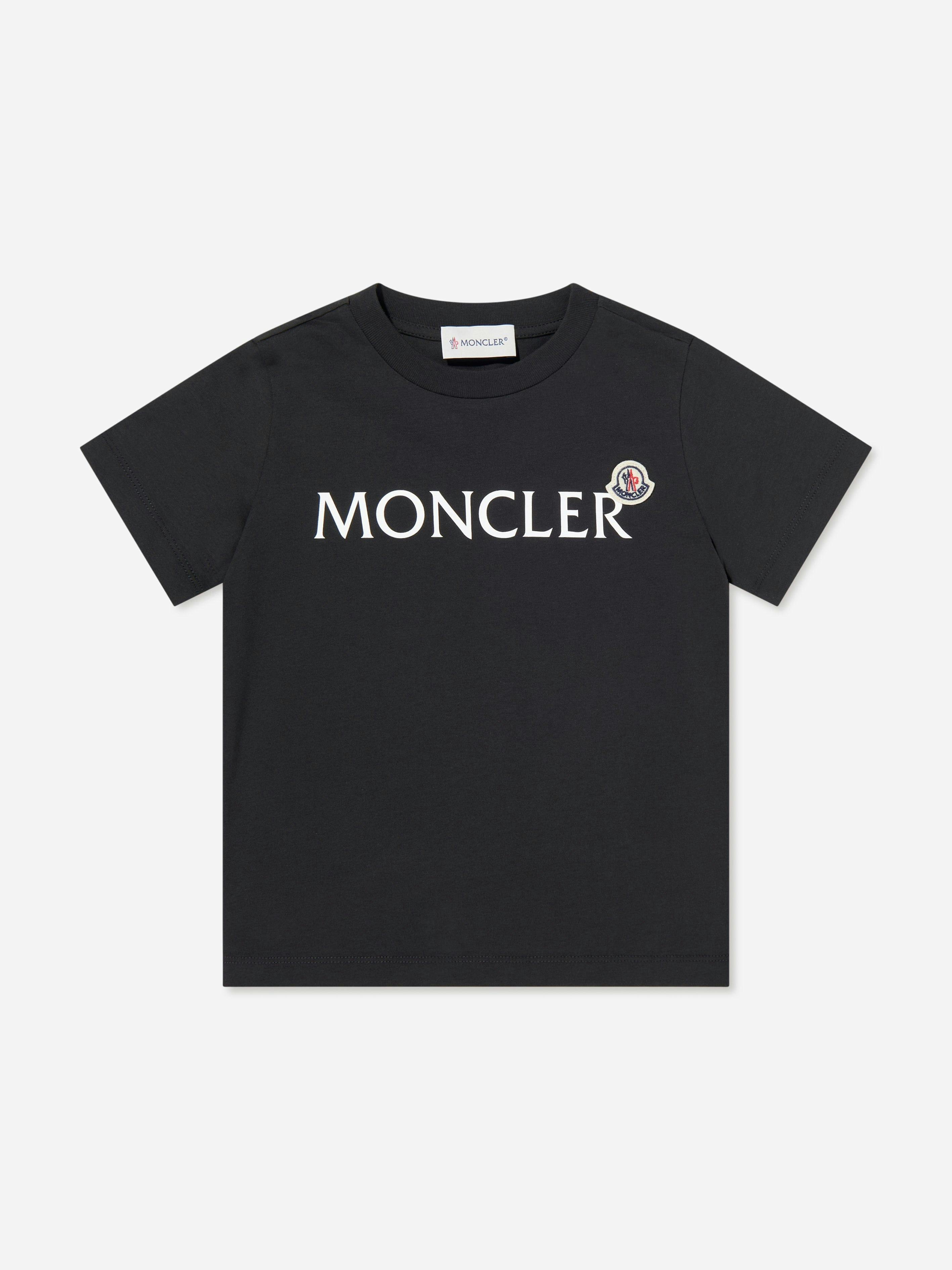 Moncler Enfant Boys Black Cotton Logo T-Shirt In - 10 Yrs