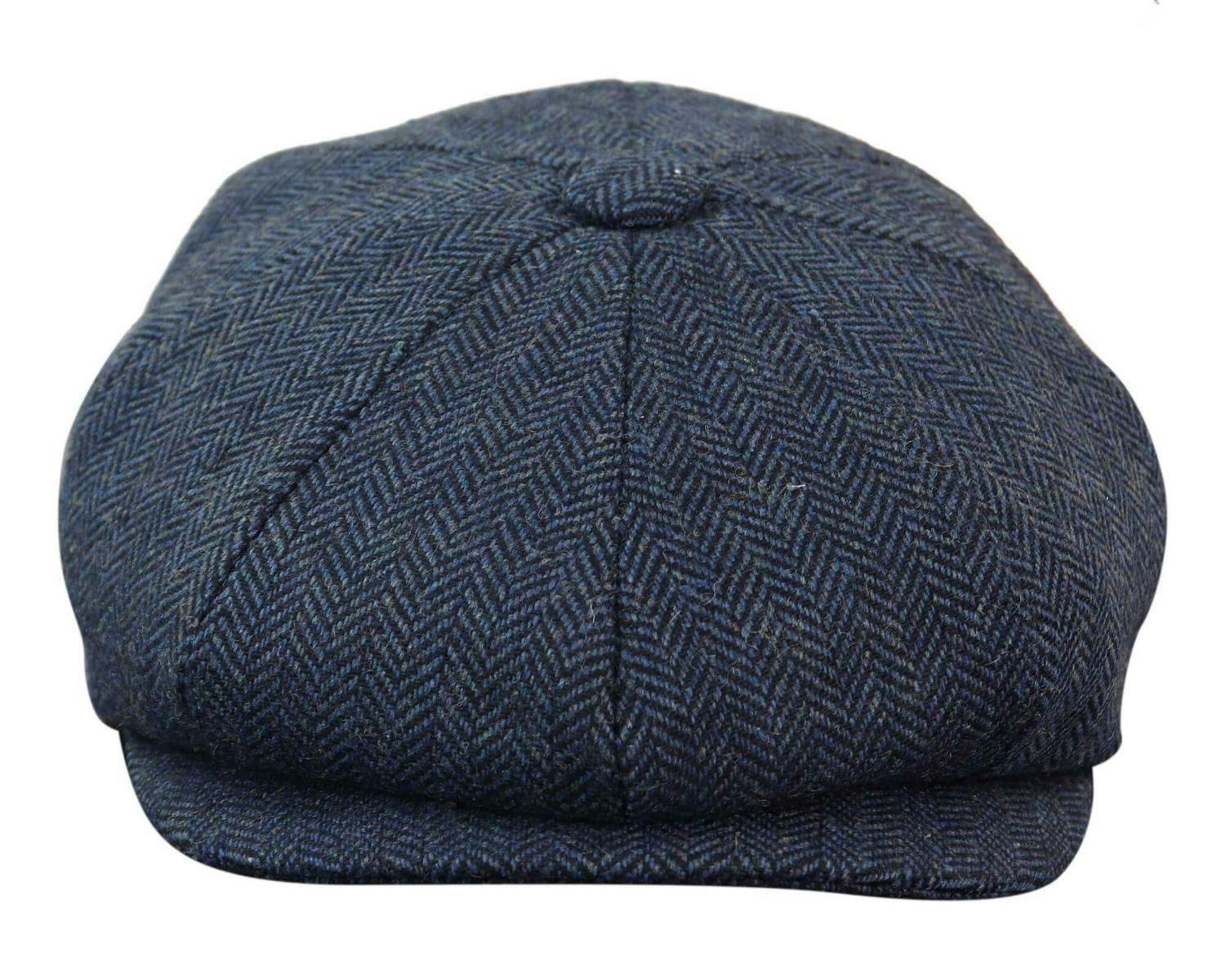 Infinity Leather Men's Blue Peaky Blinders Tweed Gatsby Hat - L