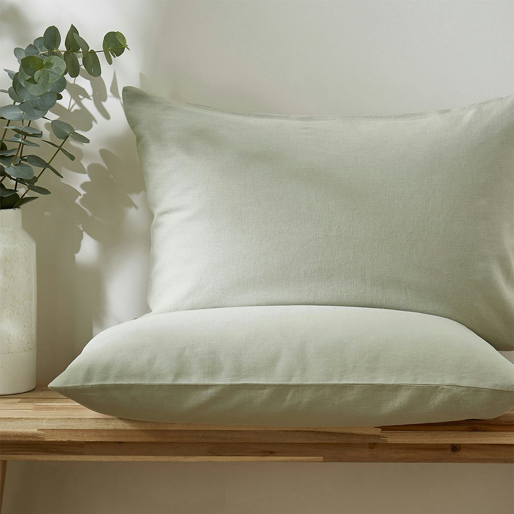 Rackhams Touch Of Linen Pillowcase Pair - One Size - Honeydew