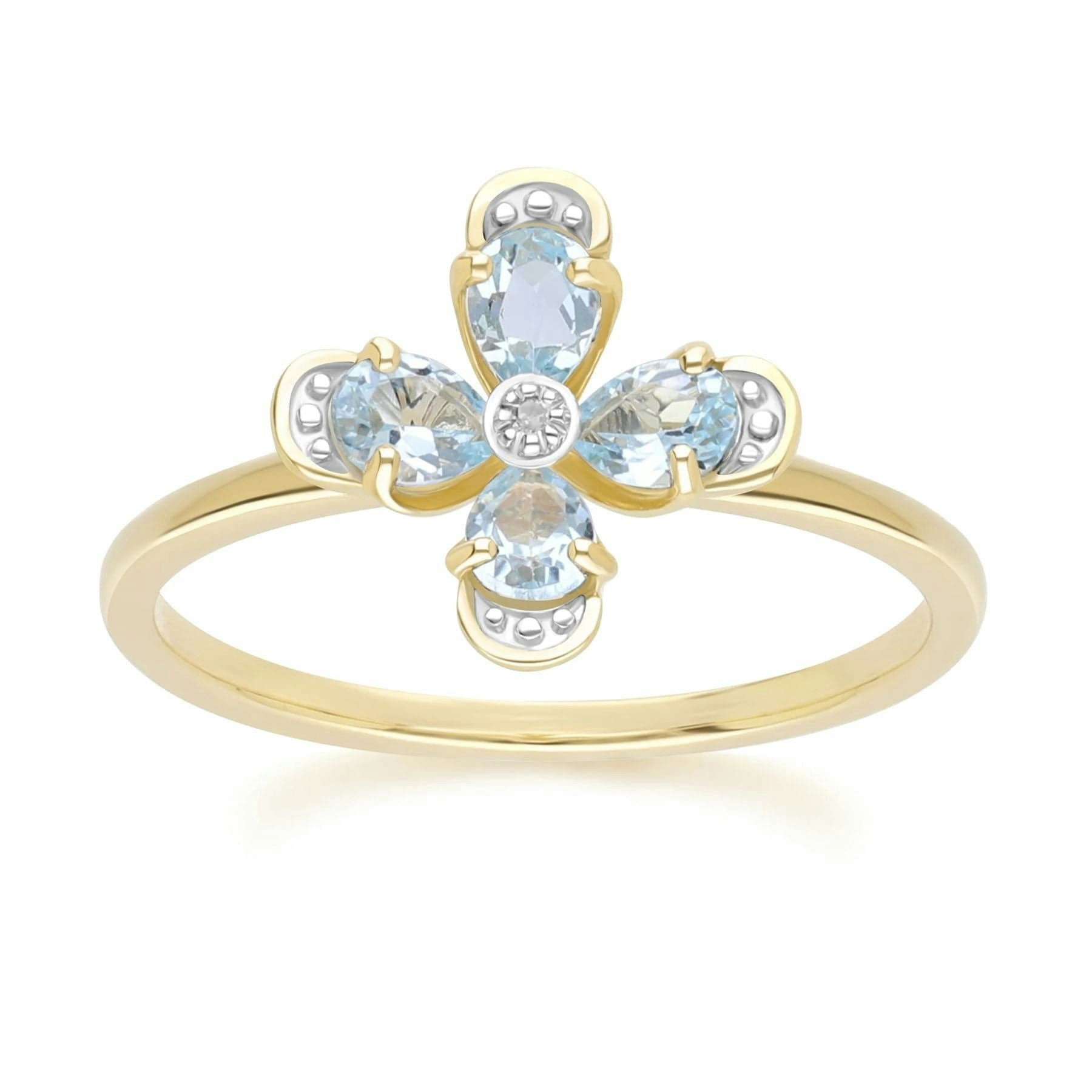 Gemondo Yellow/Gold Floral Topaz & Diamond Ring In 9Ct - P
